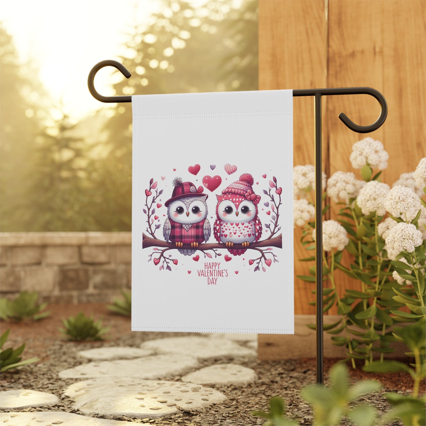 Precious Owl Valentine's Garden Flag