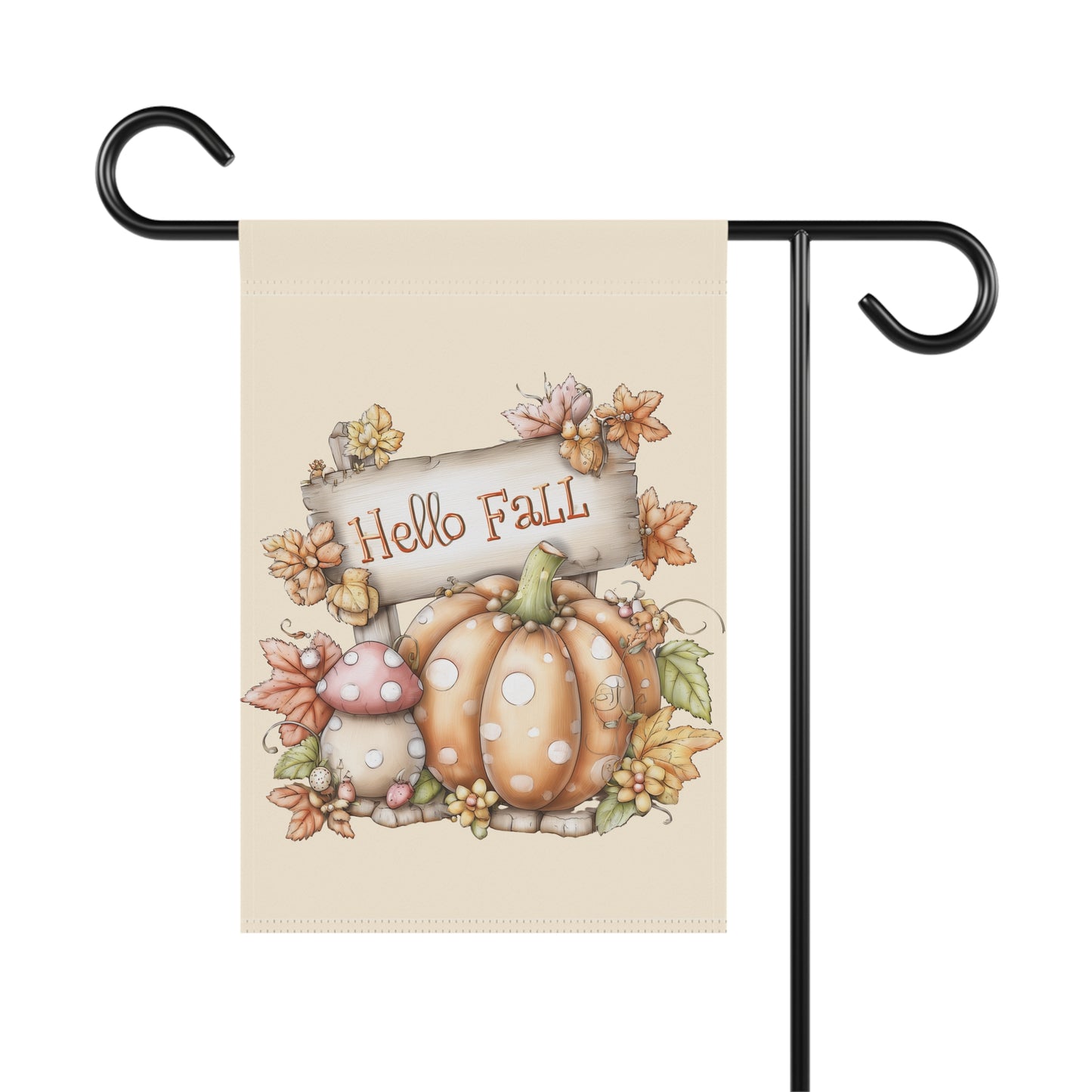 Whimsical Polka Dot Hello Fall Garden Flag