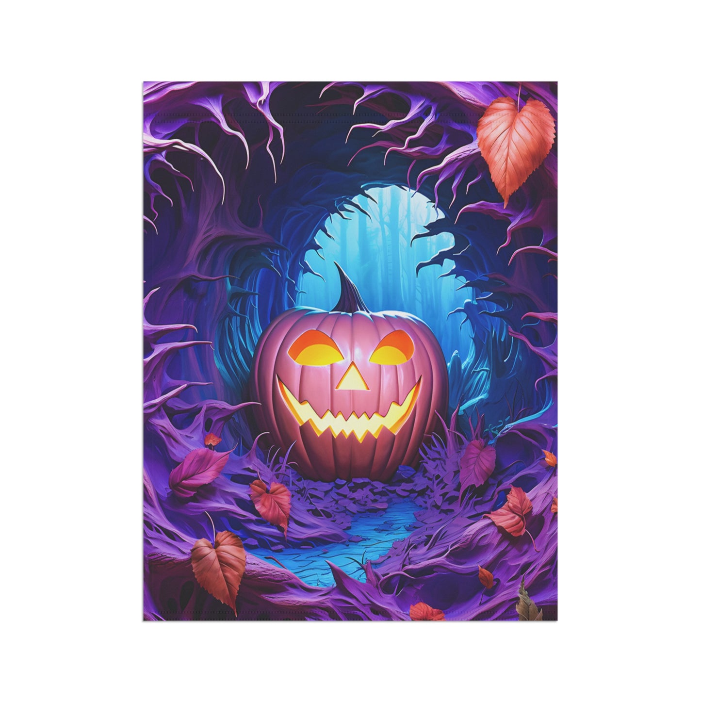 Spooky Jack-o'-Lantern Forest Garden Flag