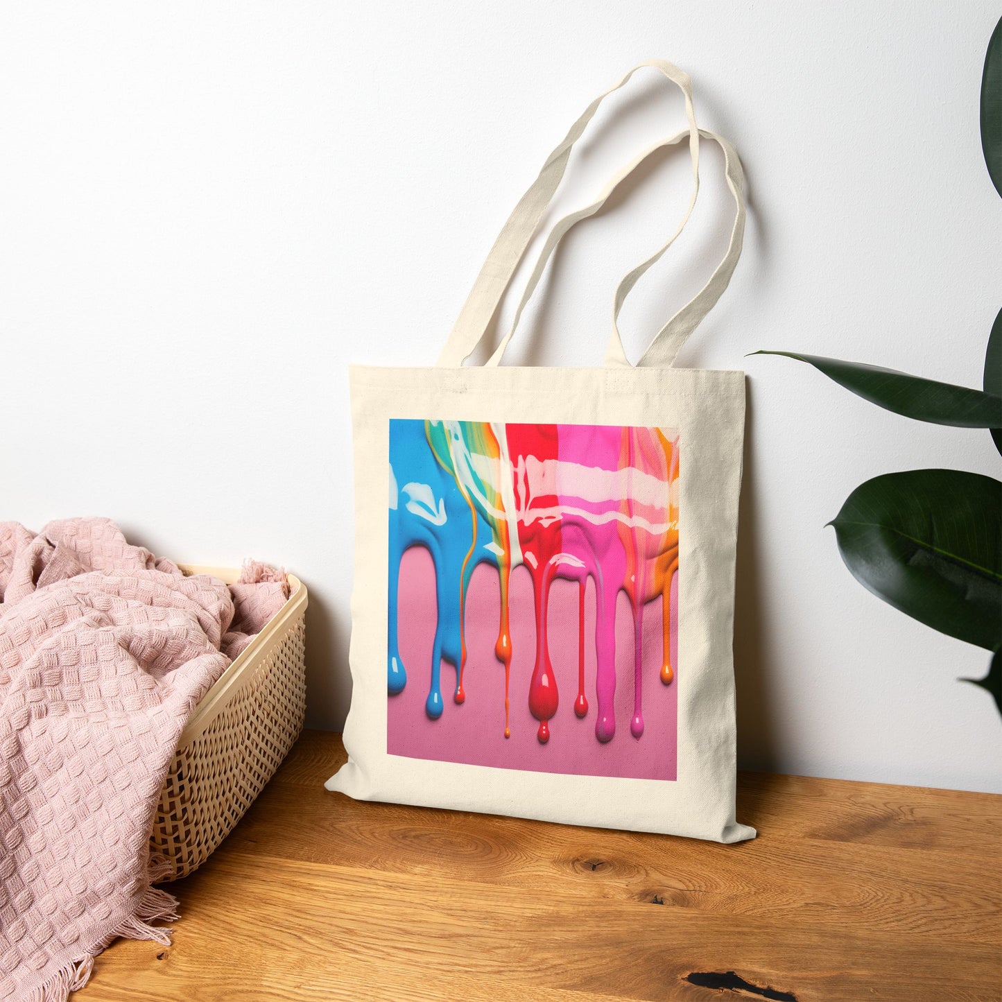 Abstract Paint Drip Canvas Tote Bag