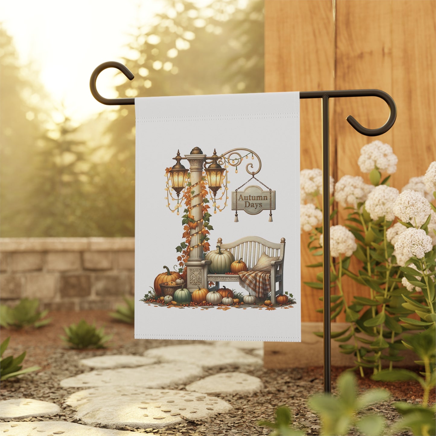 Vintage Lamppost Autumn Garden Flag