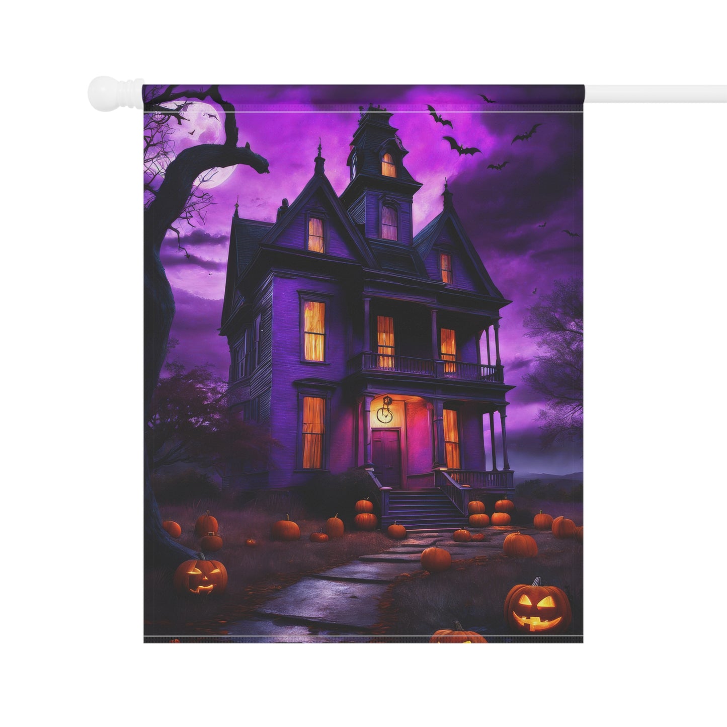 Halloween Creepy Mansion Garden Flag