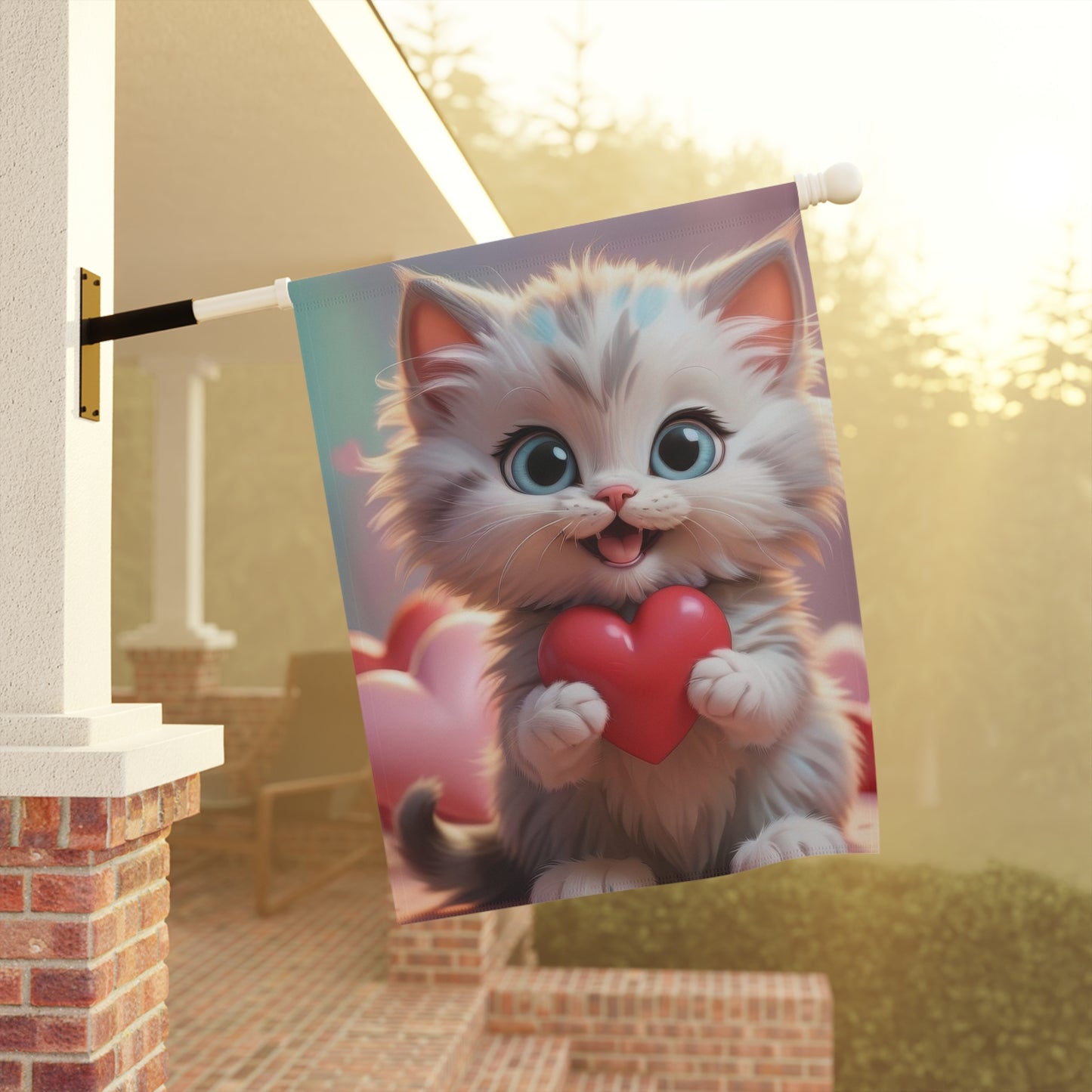 Cute Valentine Kitten Garden Flag