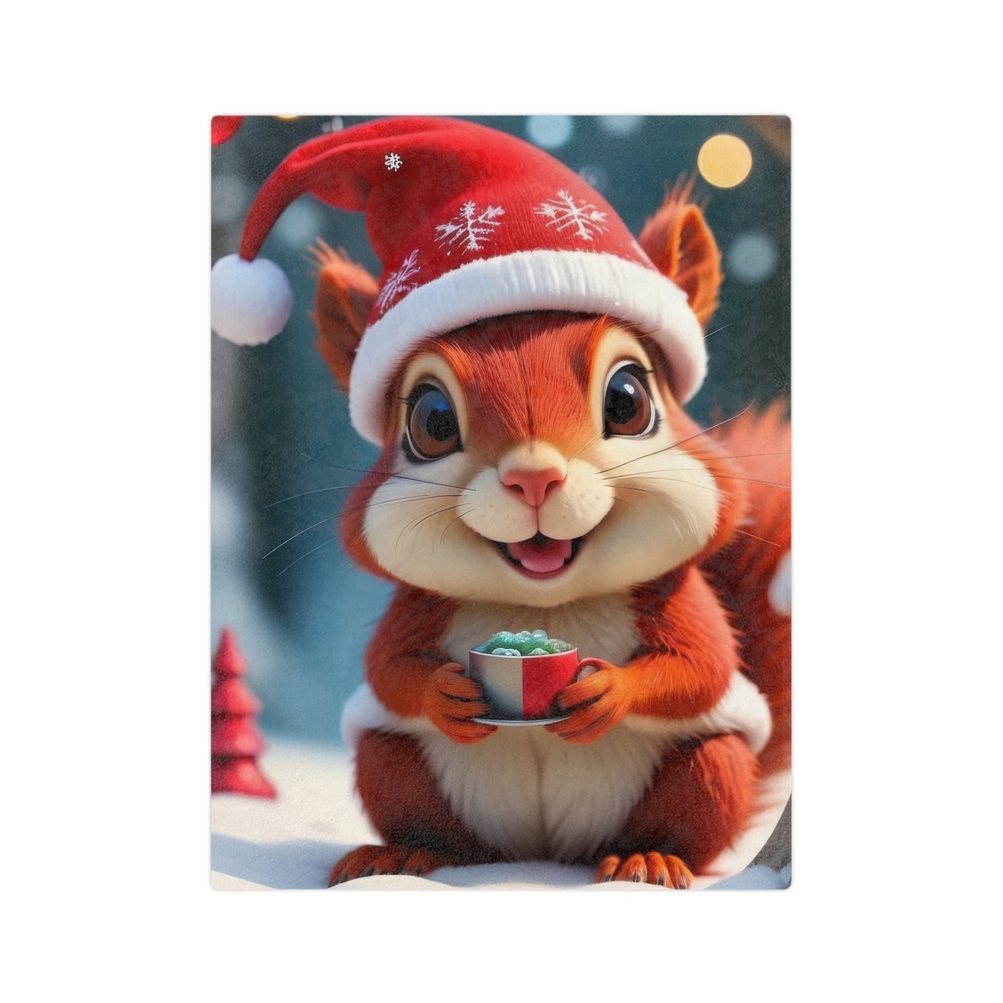 Cute Christmas Squirrel Velveteen Plush Blanket
