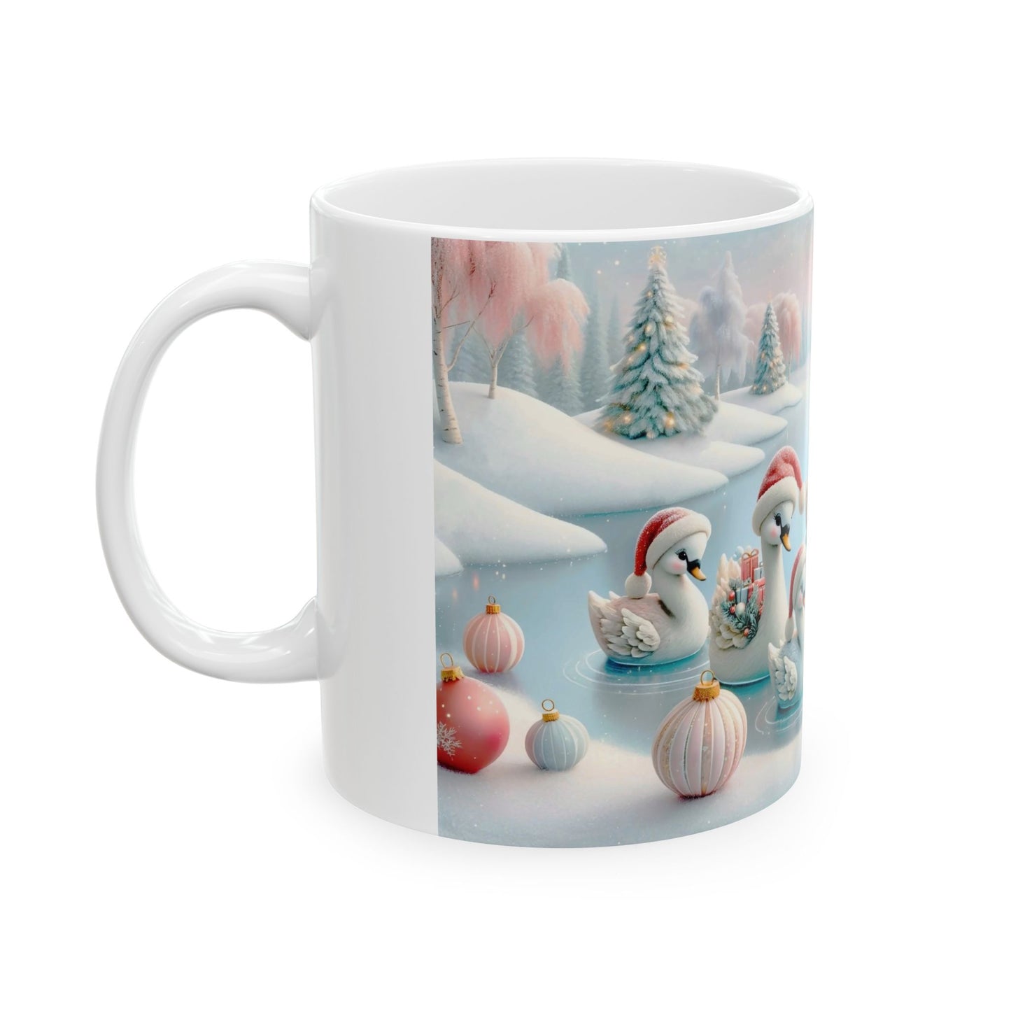 Whimsical Christmas Swans Coffee Mug