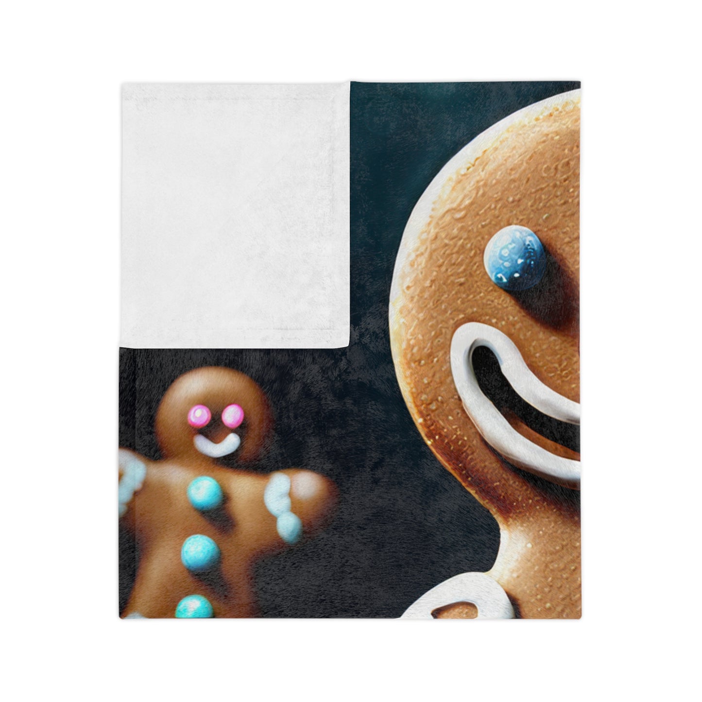 Festive Gingerbread Man Velveteen Holiday Throw