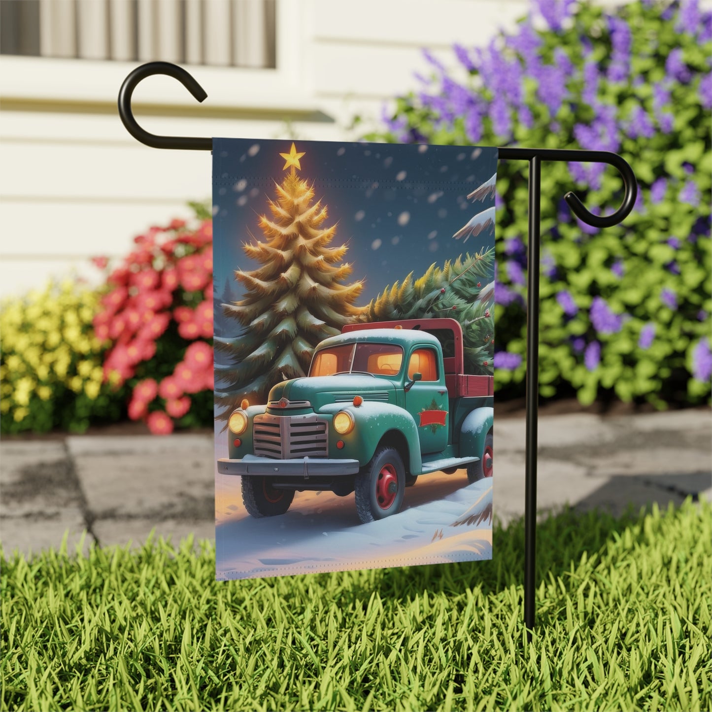Old Fashioned Truck Holiday Garden Flag