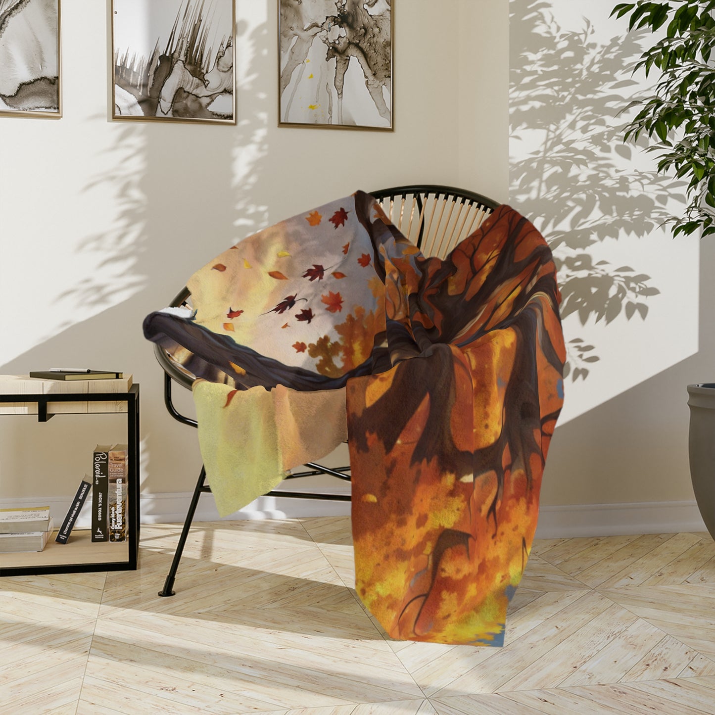 Majestic Autumn Tree Velveteen Blanket