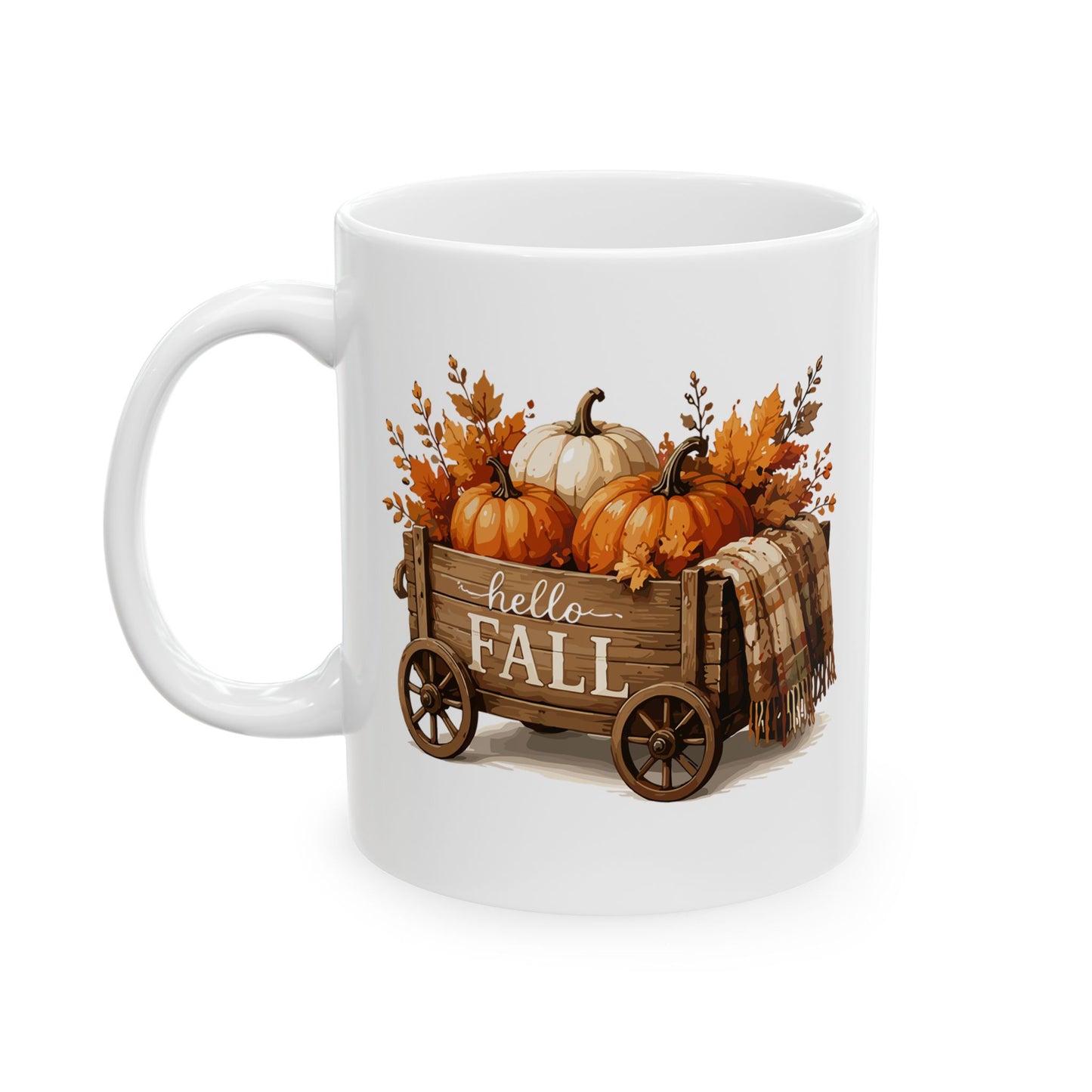 Hello Fall Wagon Ceramic Mug