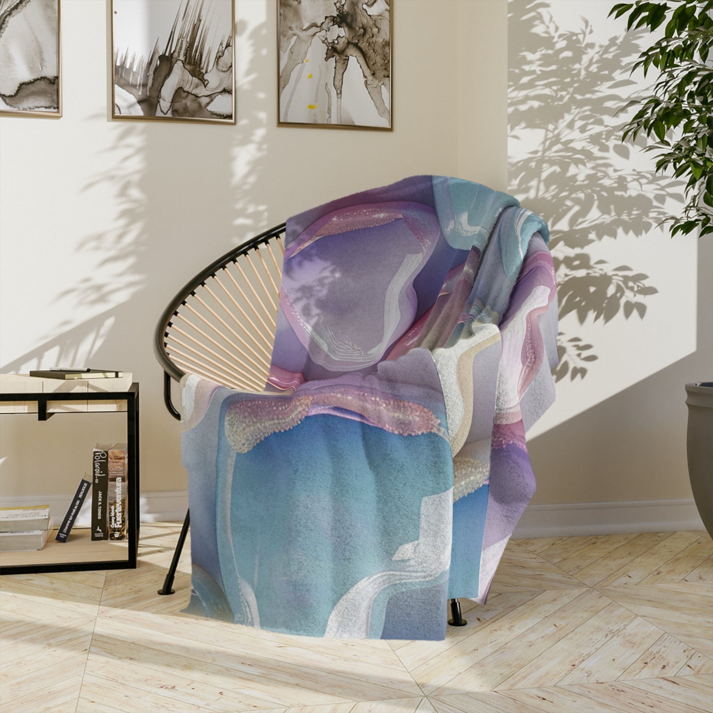 Iridescent Pastel Hearts Velveteen Blanket