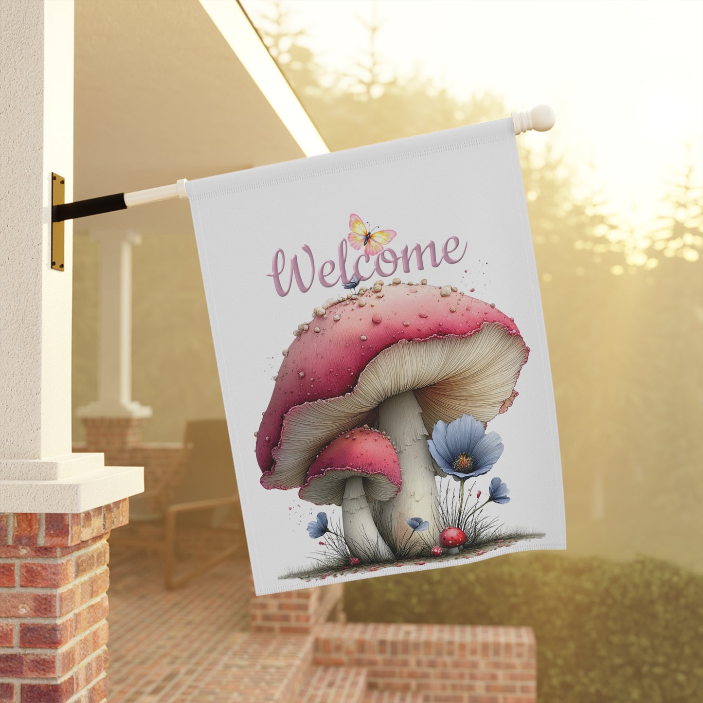 Colorful Mushroom Welcome Garden Flag