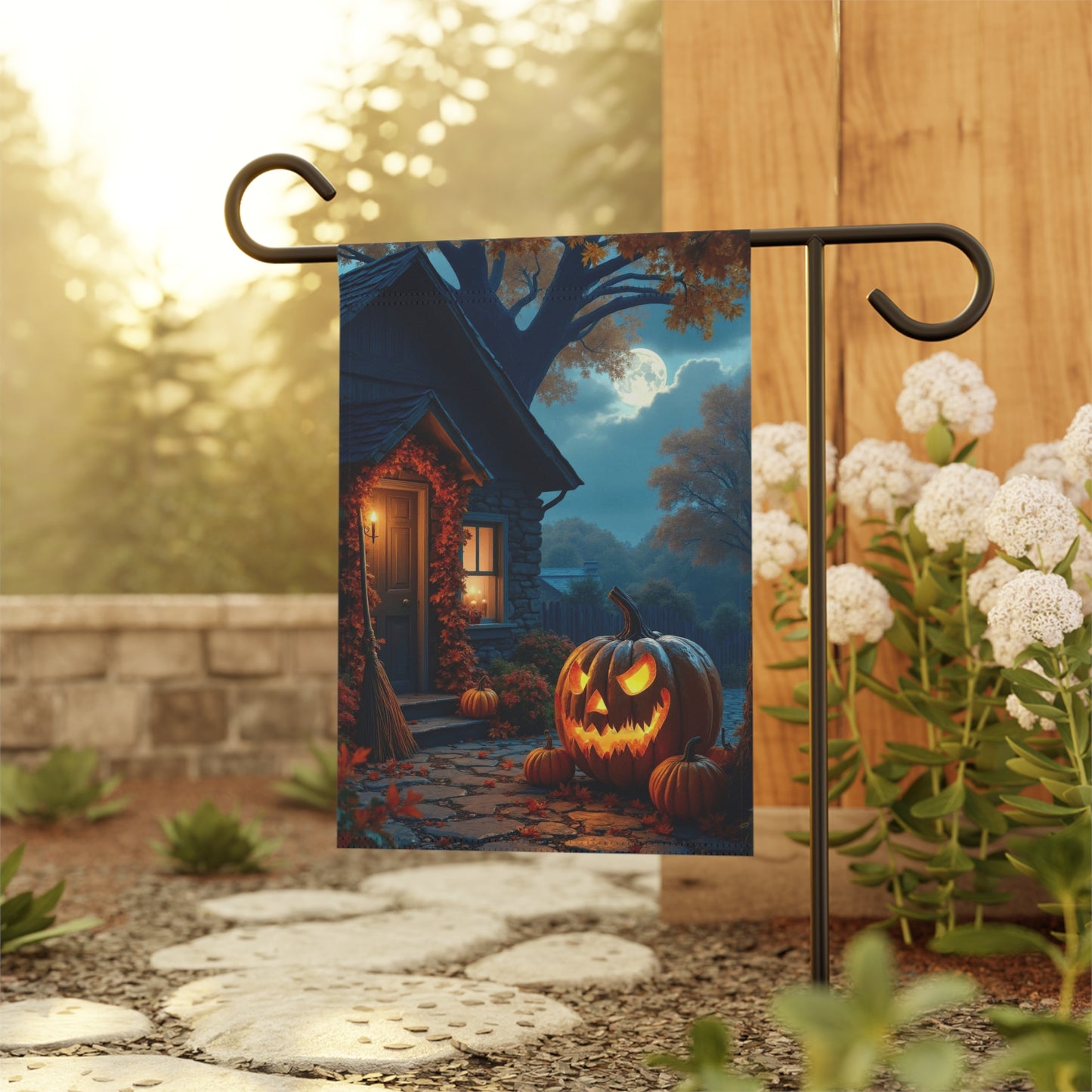 Rustic Halloween Pumpkin Garden Flag