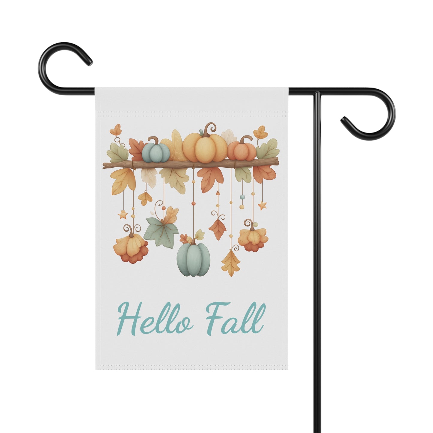 Hello Fall Pumpkin Garland Garden Flag