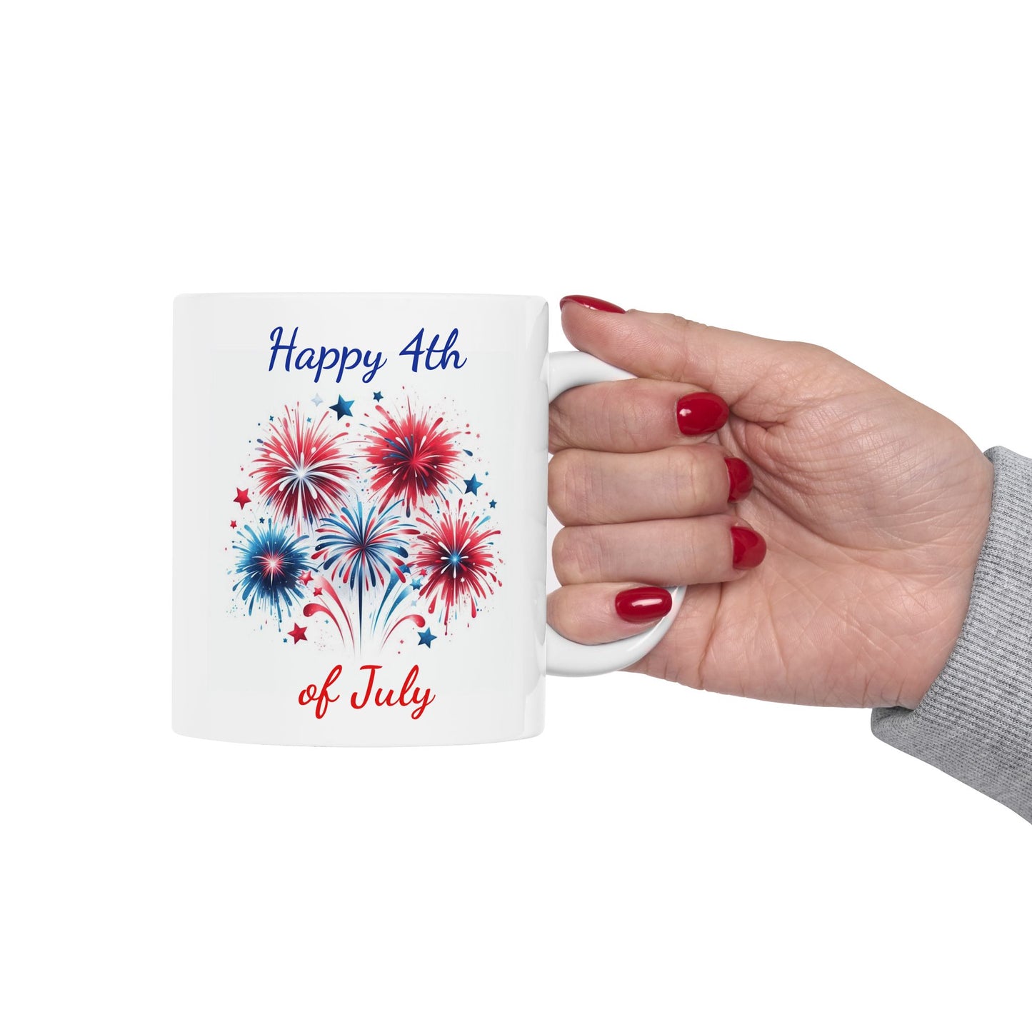 Patriotic Coffee Mug with Fireworks