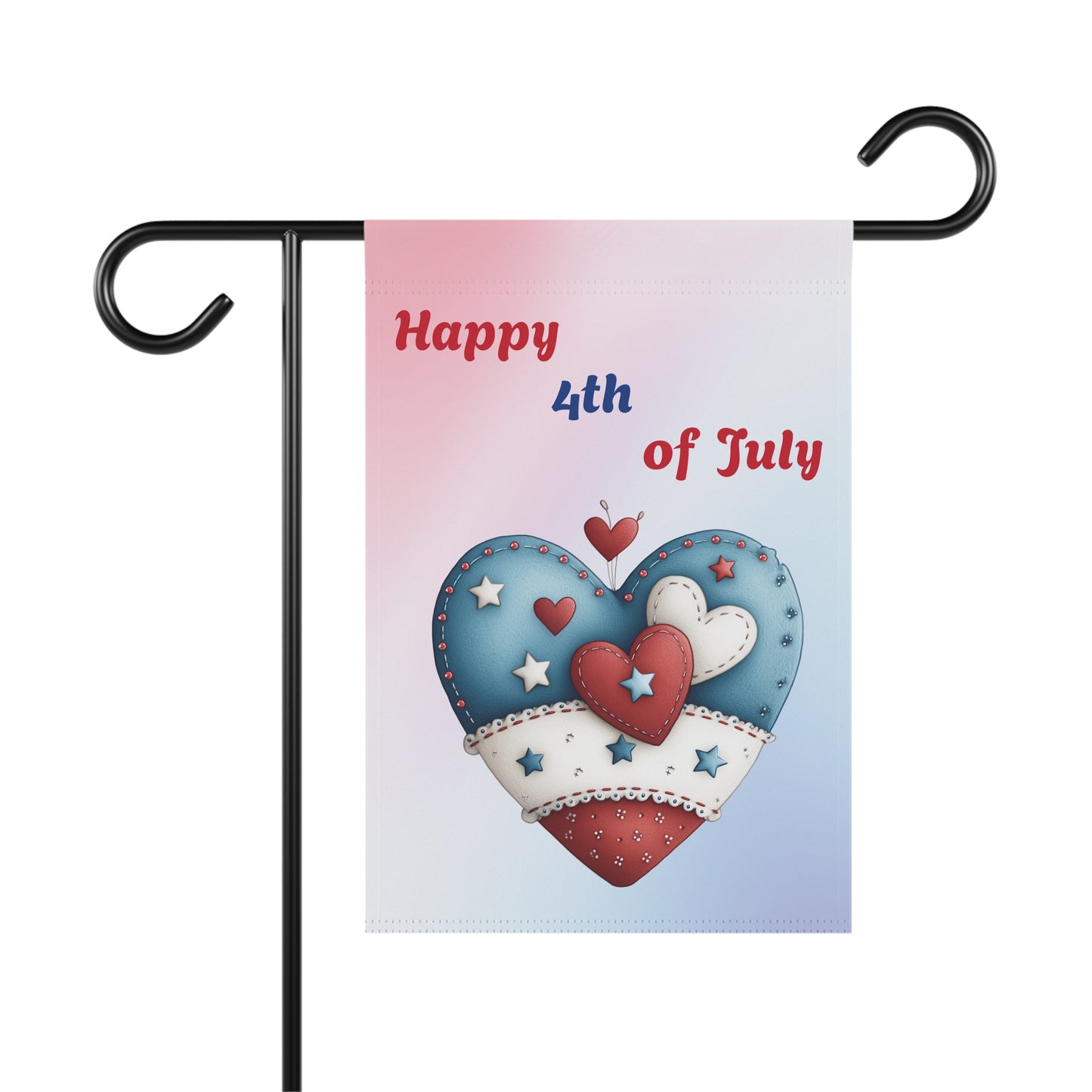 Red, White & Blue Hearts Garden Flag