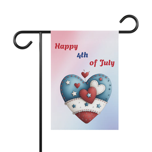 Red, White & Blue Hearts Garden Flag