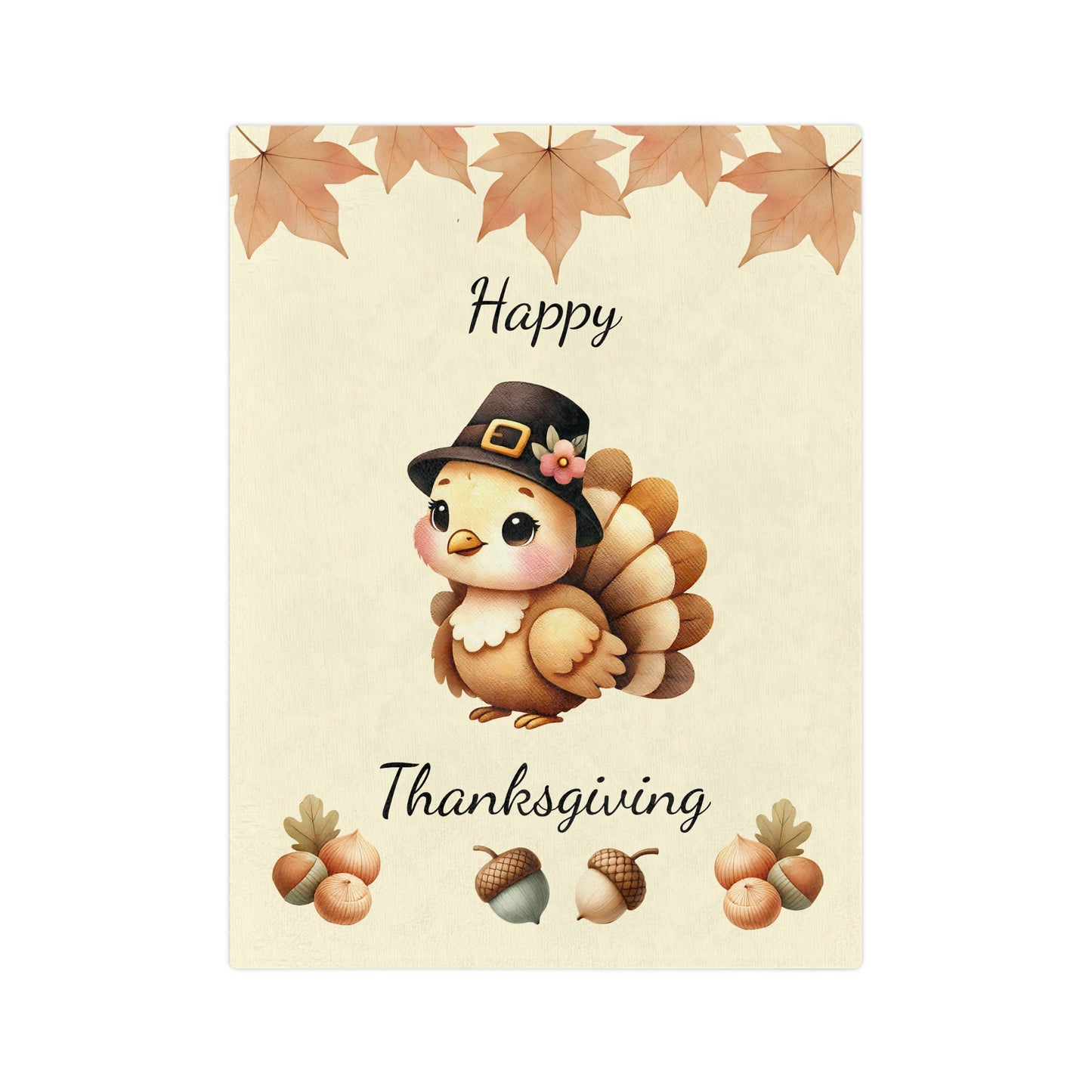Happy Thanksgiving Pilgrim Turkey Velveteen Blanket