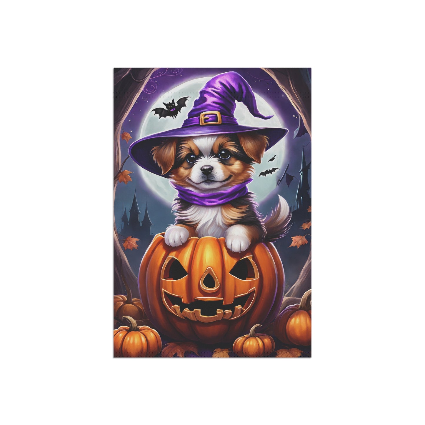 Adorable Puppy Halloween Garden Flag/ House Banner