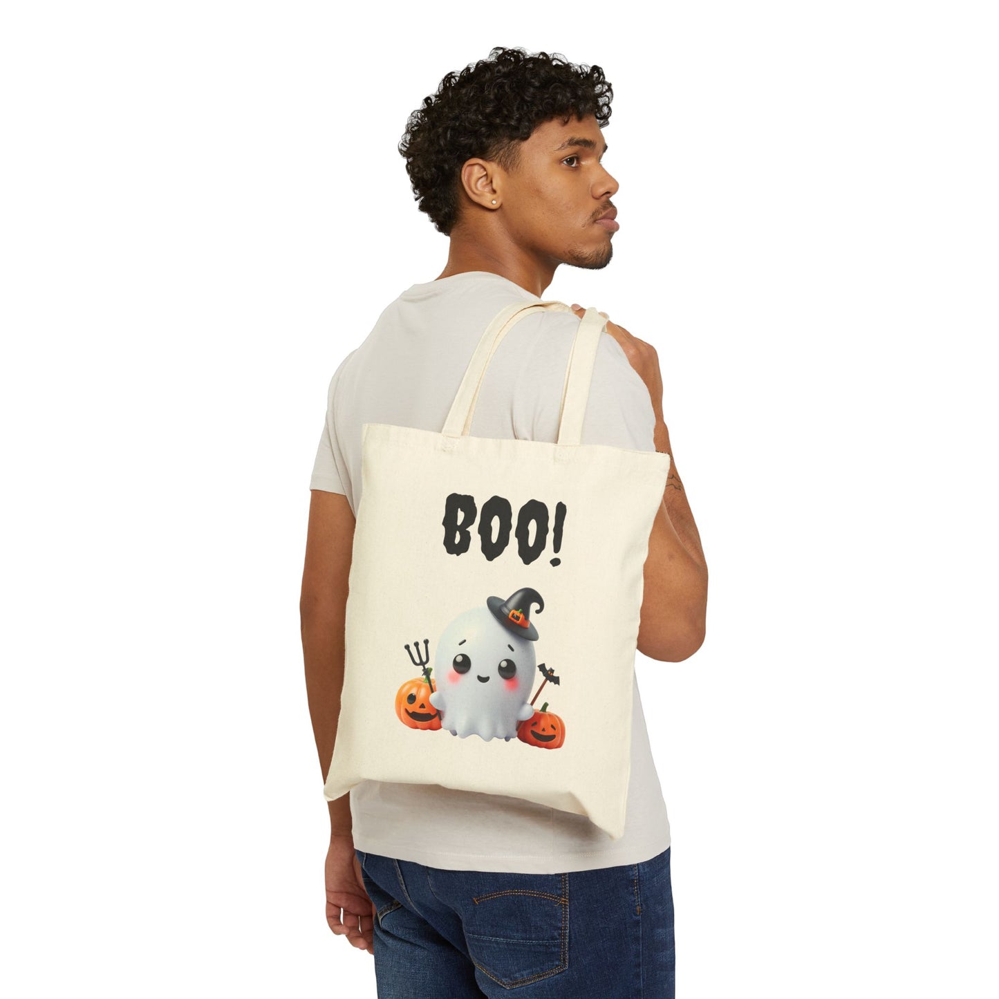 BOO! Cute Ghost Canvas Tote Bag