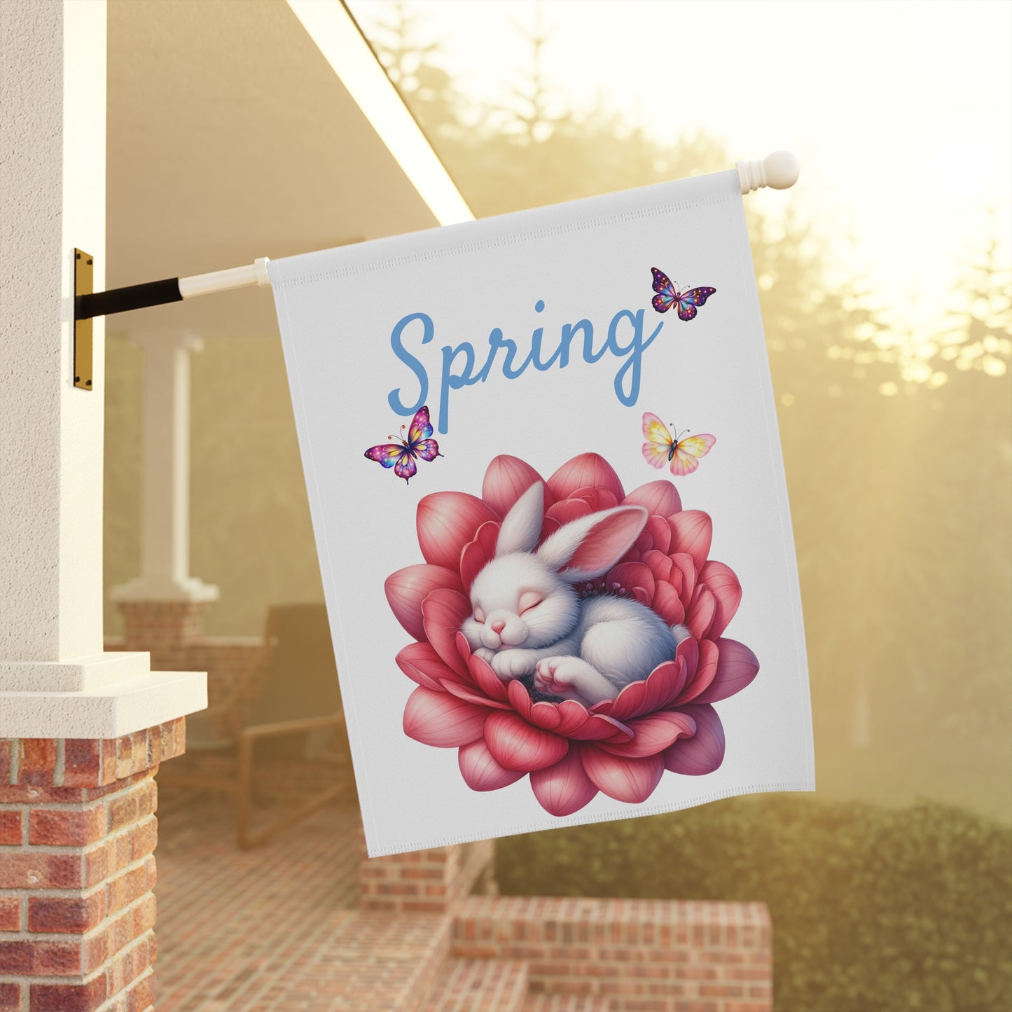 Sweet Sleeping White Bunny Spring Garden Flag