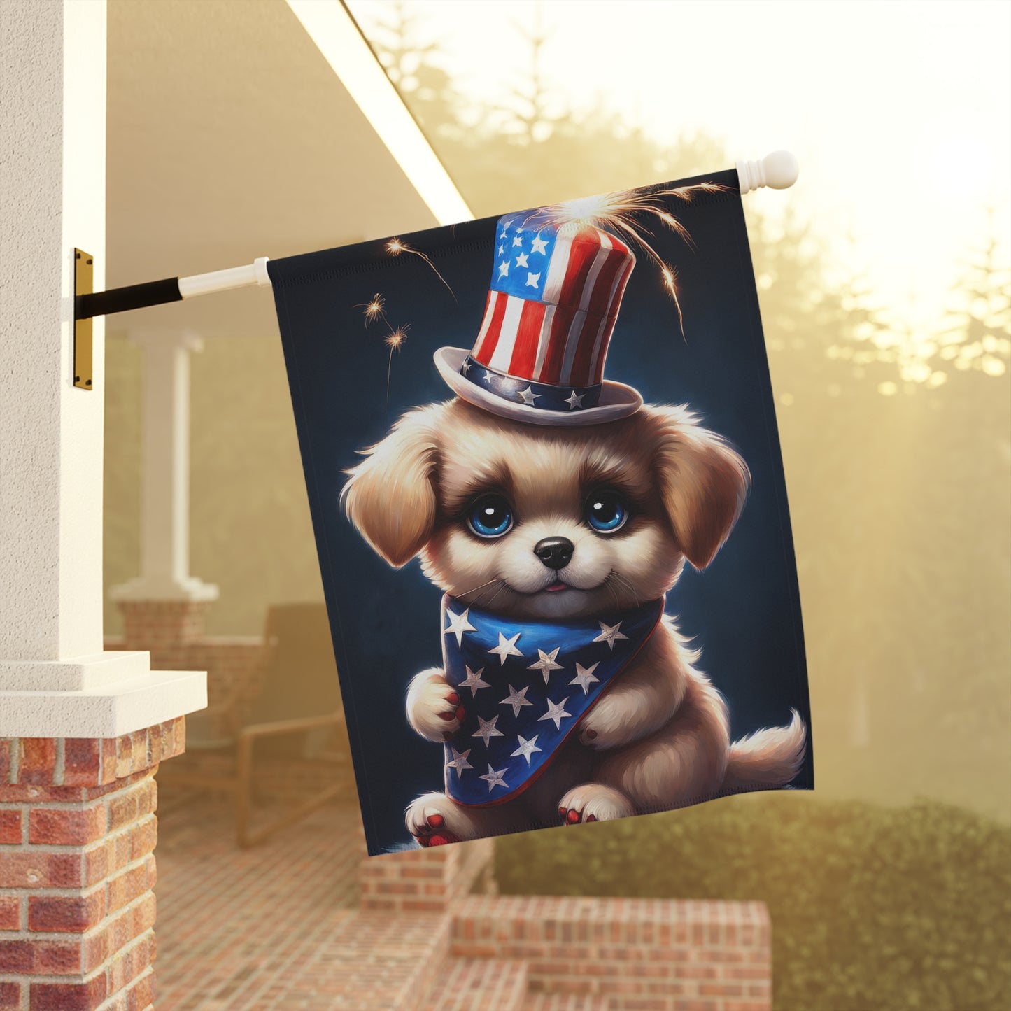 4th of July Puppy Garden Flag/House Banner