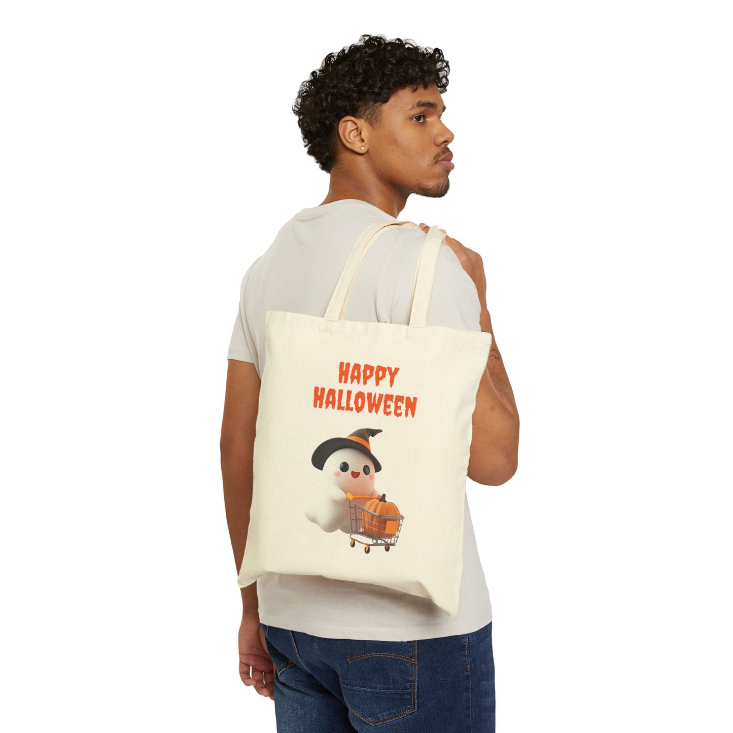 Cute Halloween Ghost 100% Cotton Canvas Tote Bag