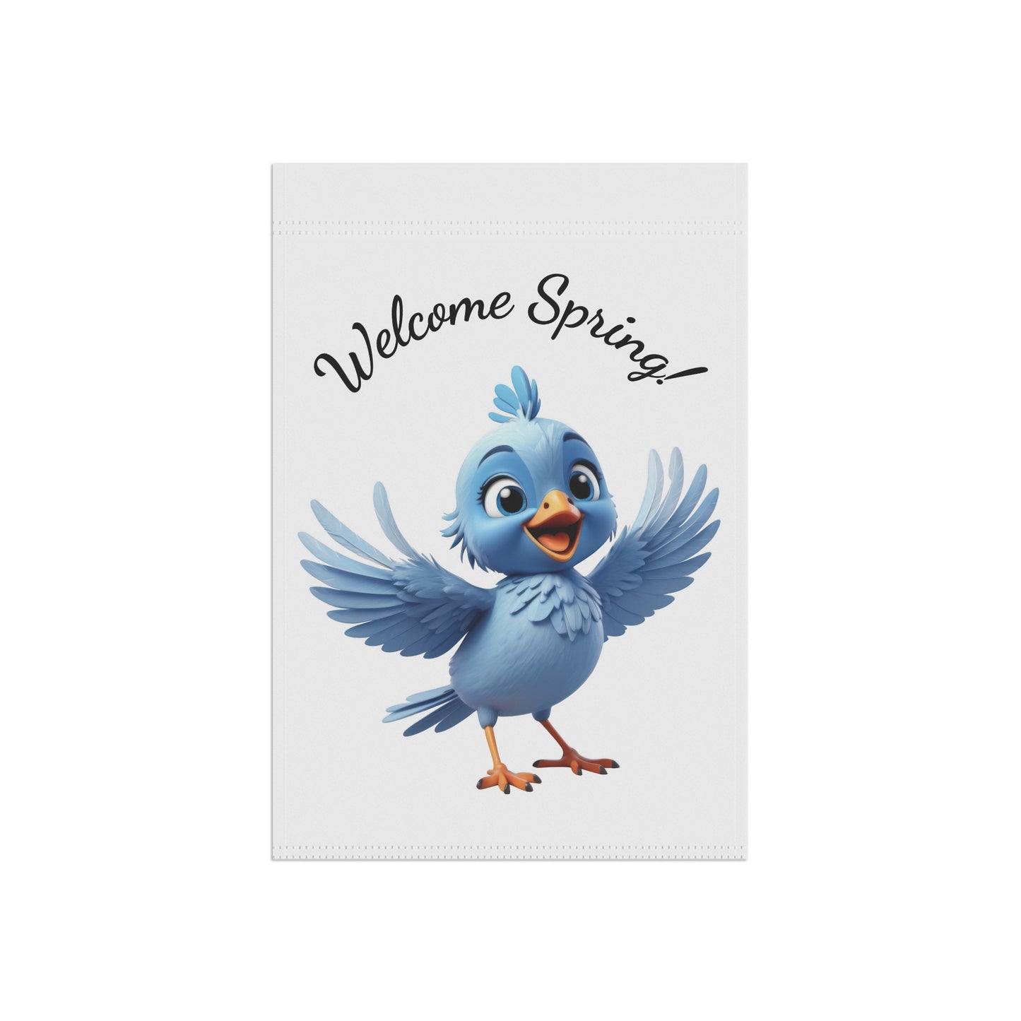 Welcome Spring Garden Flag with Cute Blue Bird