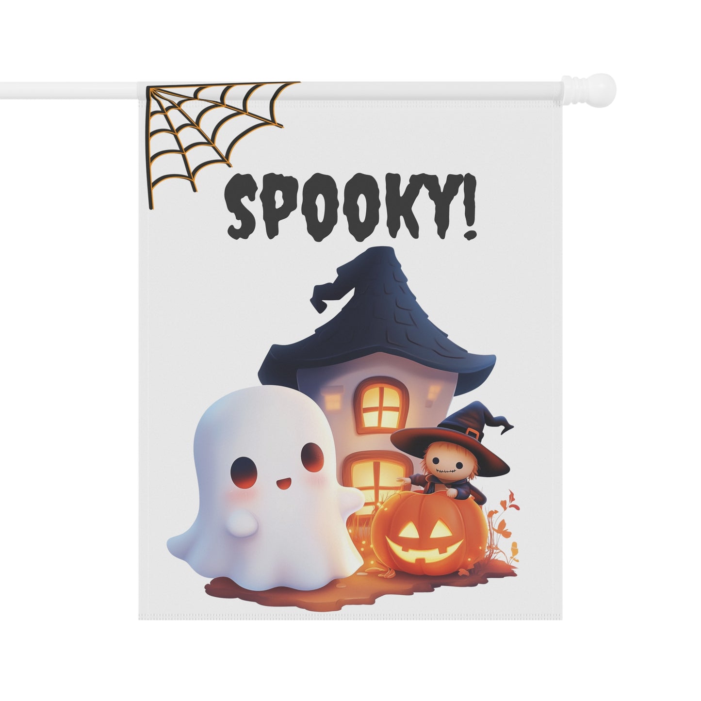 Cute Ghost & Haunted House Garden Flag