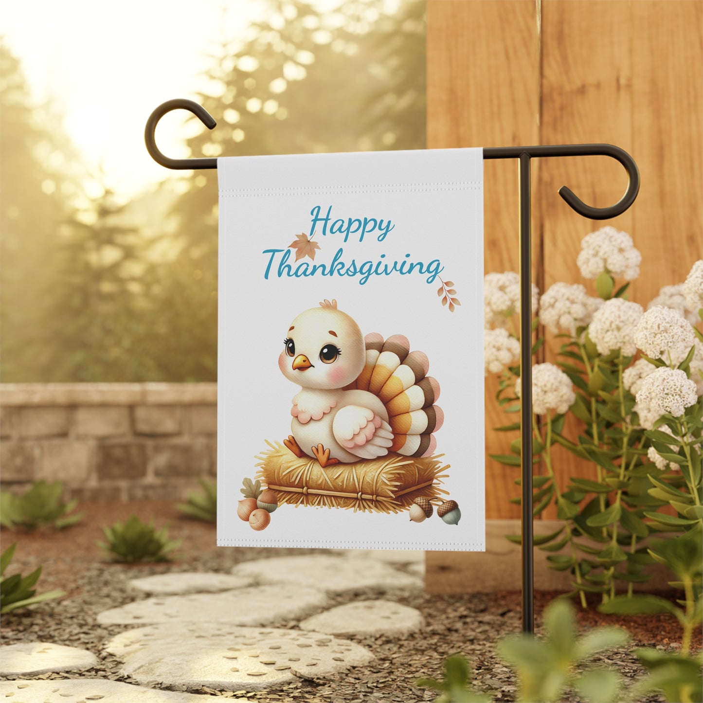 Happy Thanksgiving Cute Turkey Garden Flag