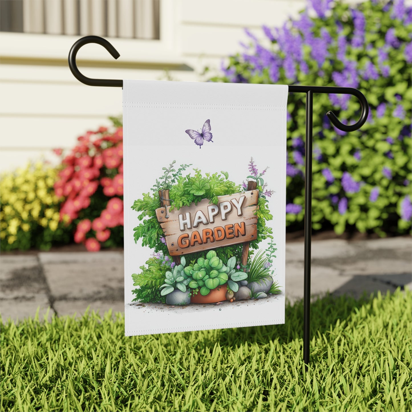 Cute "Happy Garden" Flag