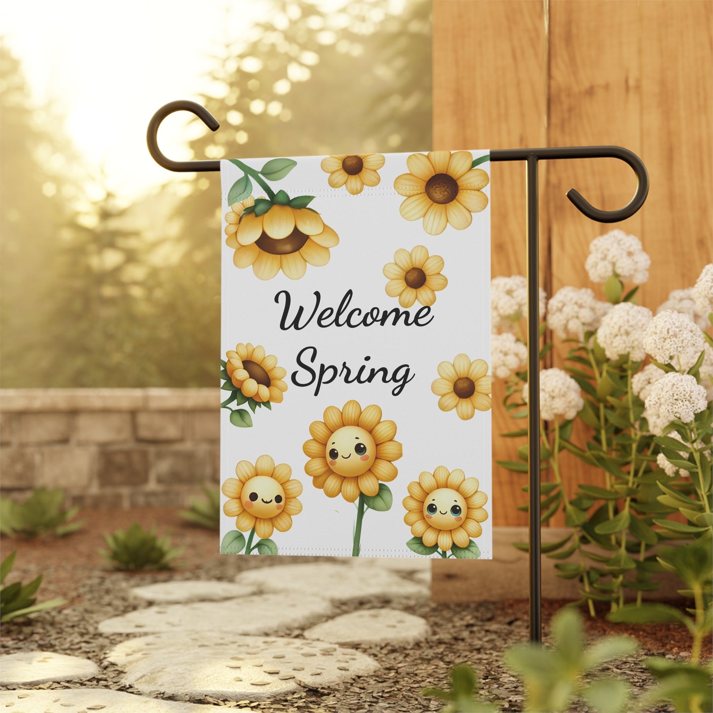 Cute Sunflower Welcome Spring Garden Flag