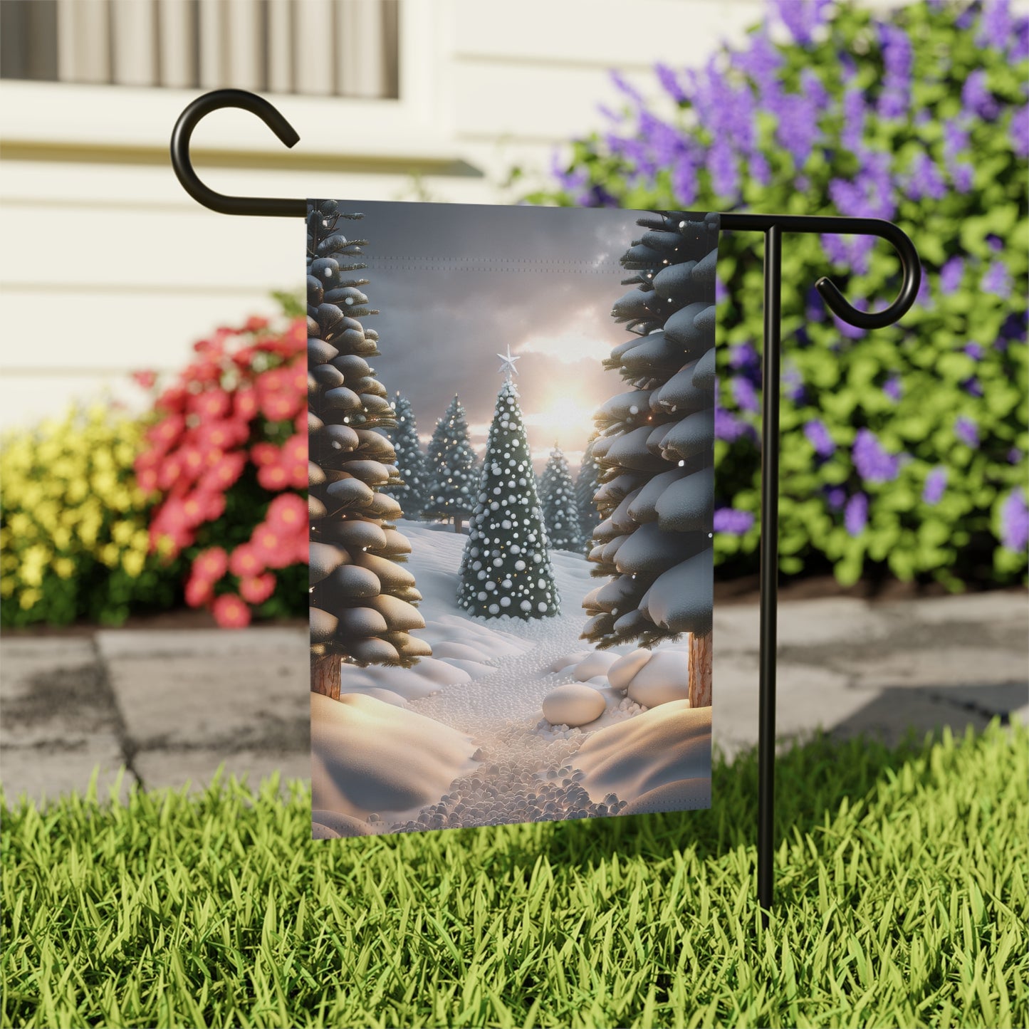 Snowy Scene Holiday Garden Flag/ House Banner