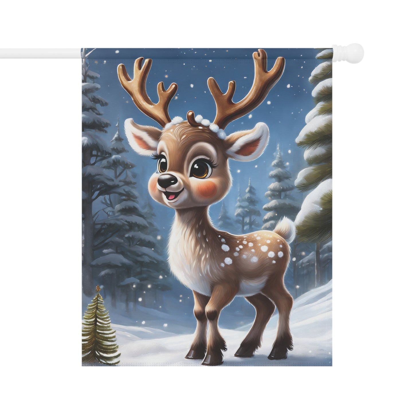 Adorable Young Reindeer Garden Flag