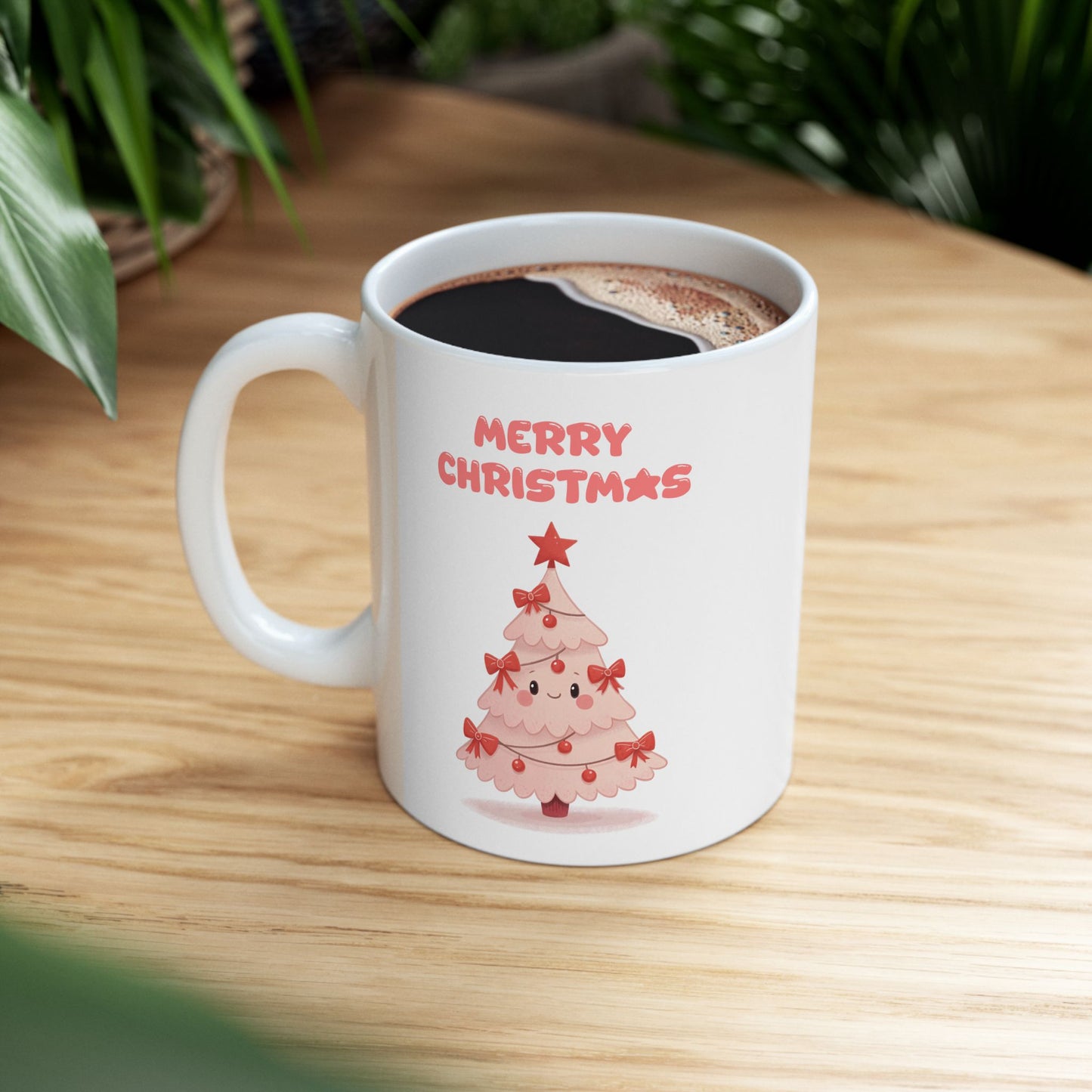 Cute Pink Christmas Tree Coffee Mug