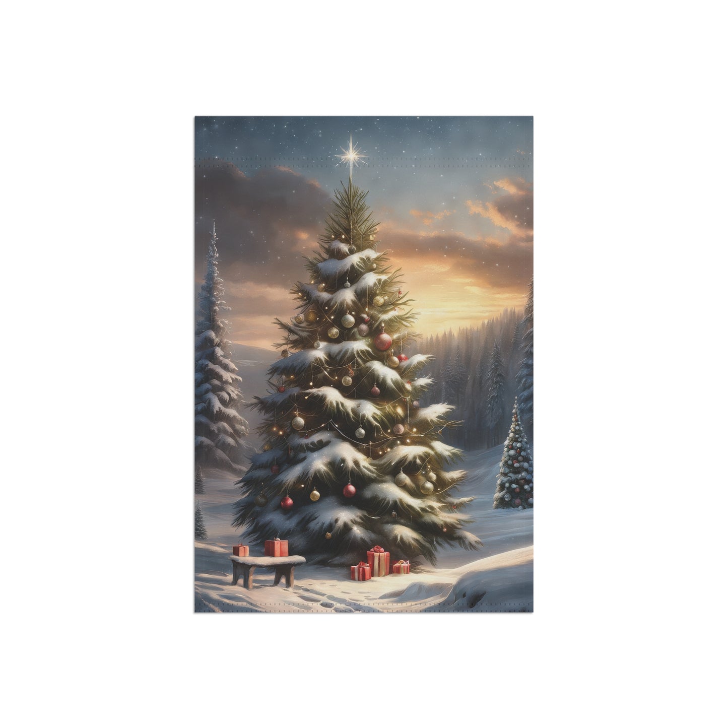 Snowy Winter Wonderland Garden Flag/ House Banner