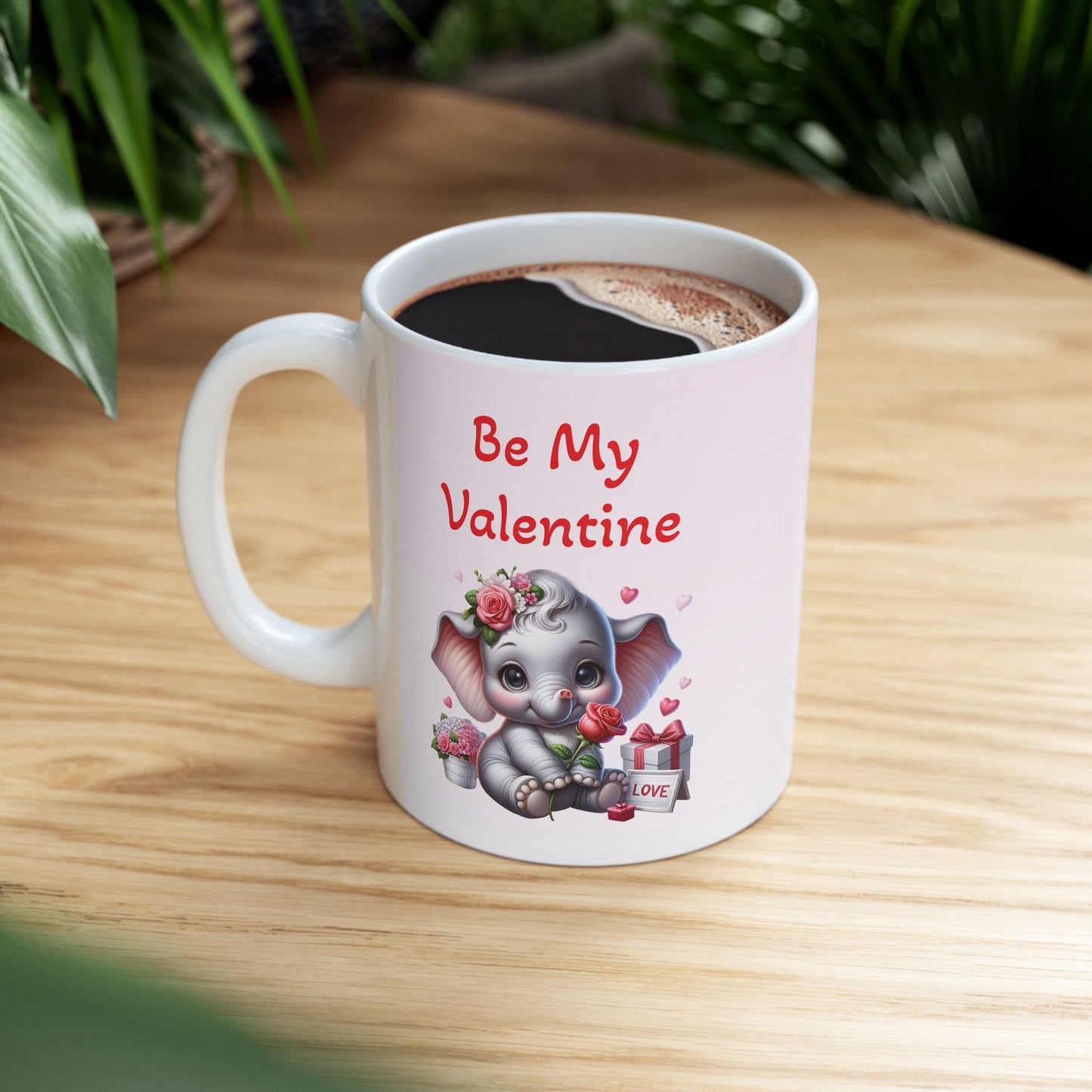 Adorable Elephant "Be My Valentine" Coffee Mug