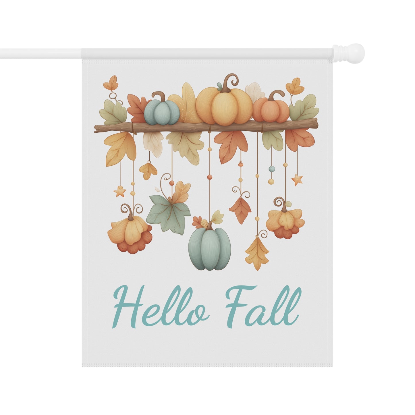Hello Fall Pumpkin Garland Garden Flag