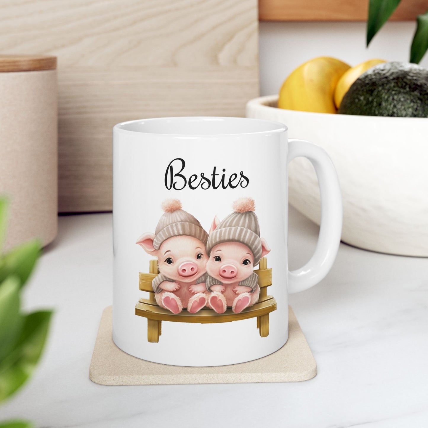 "Besties" Cute Piglet Coffee Mug