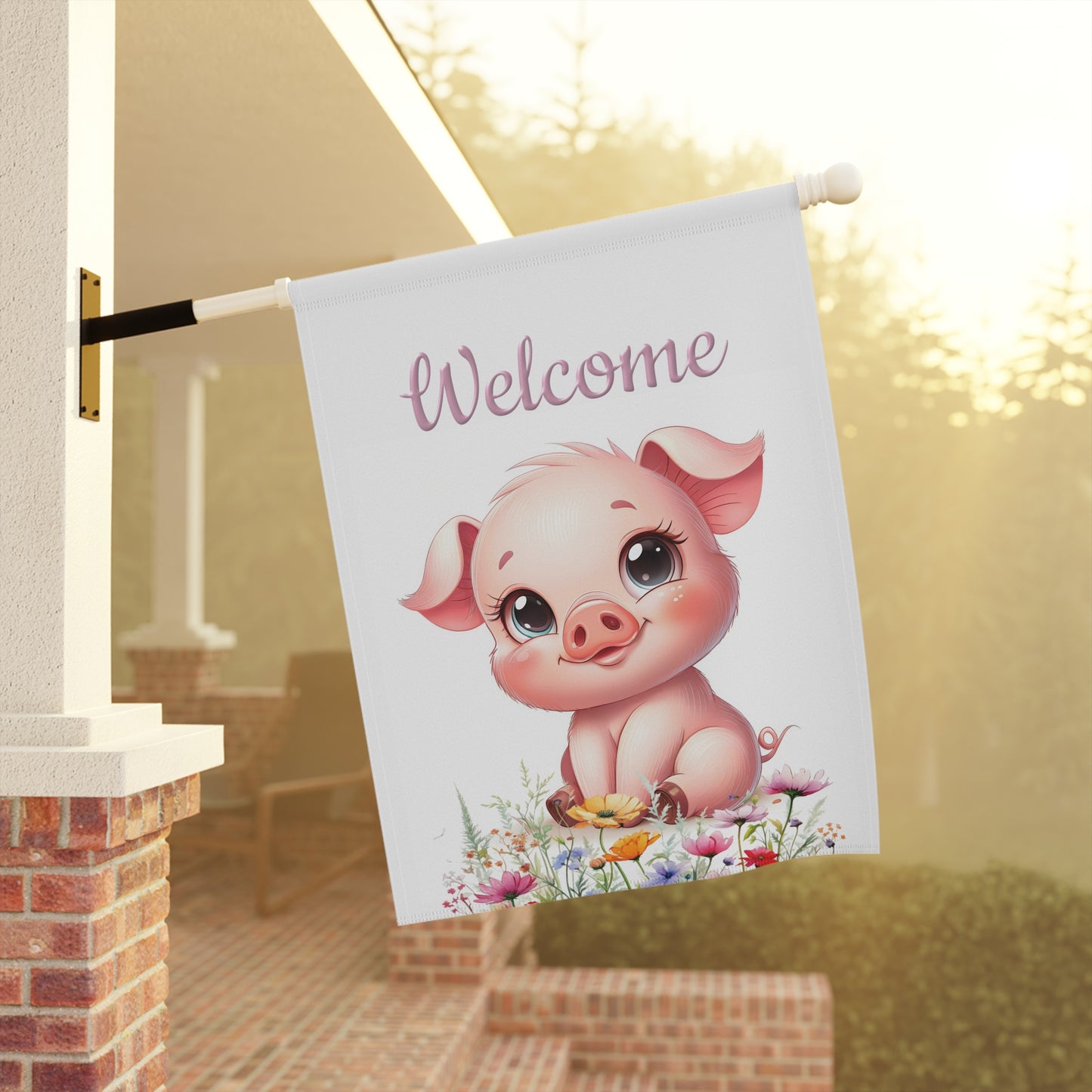 Adorable Little Pig Garden Flag