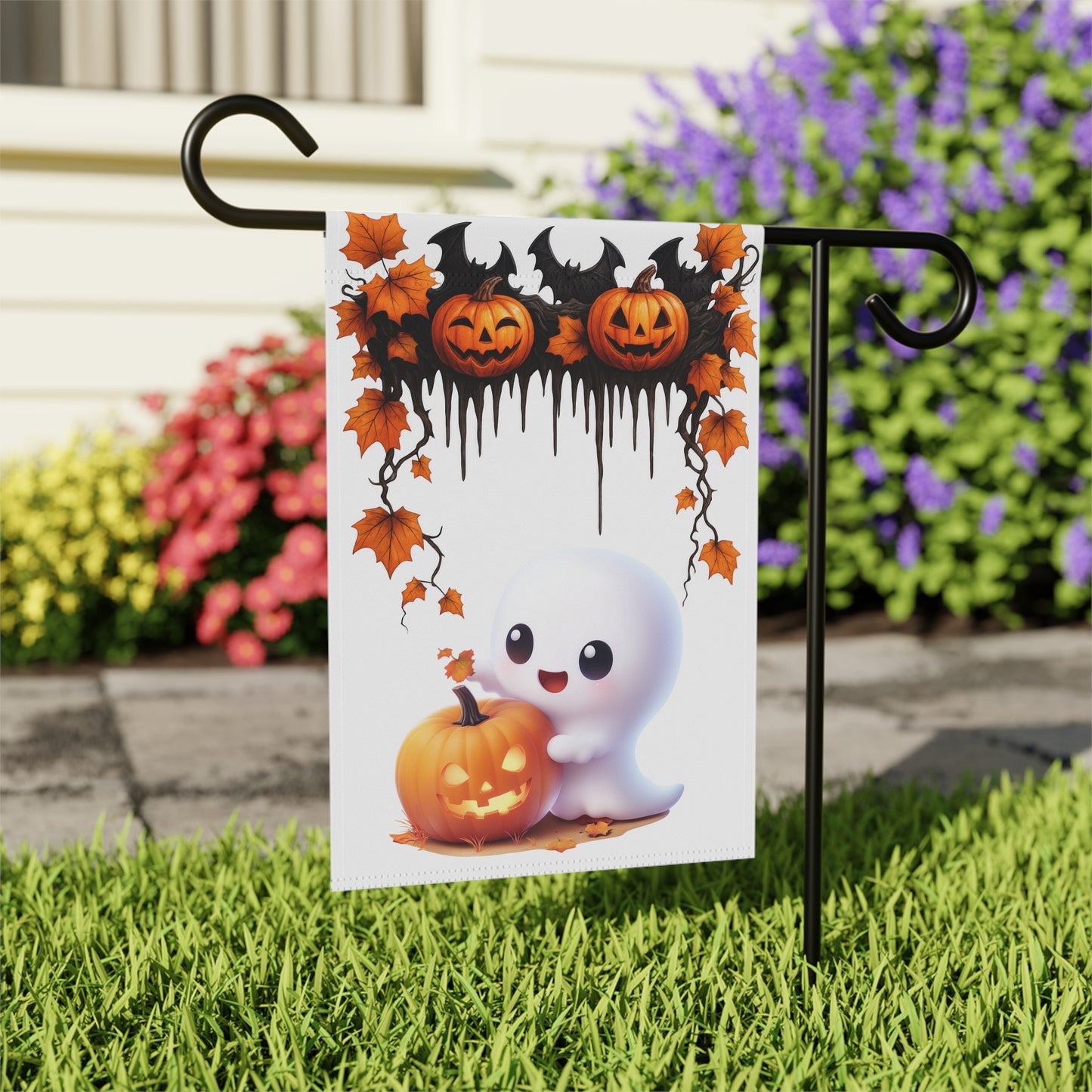 Cute Ghost Halloween Garden Flag