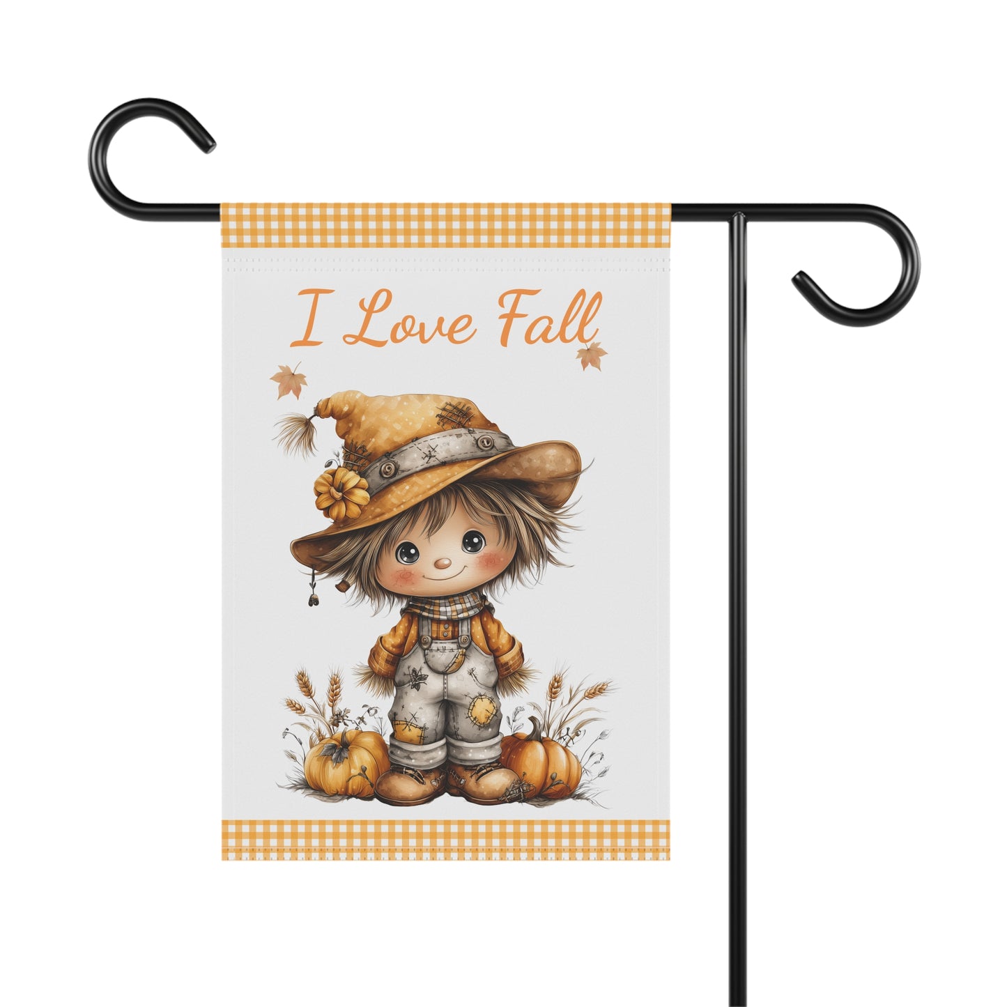 I Love Fall Cute Scarecrow Garden Flag