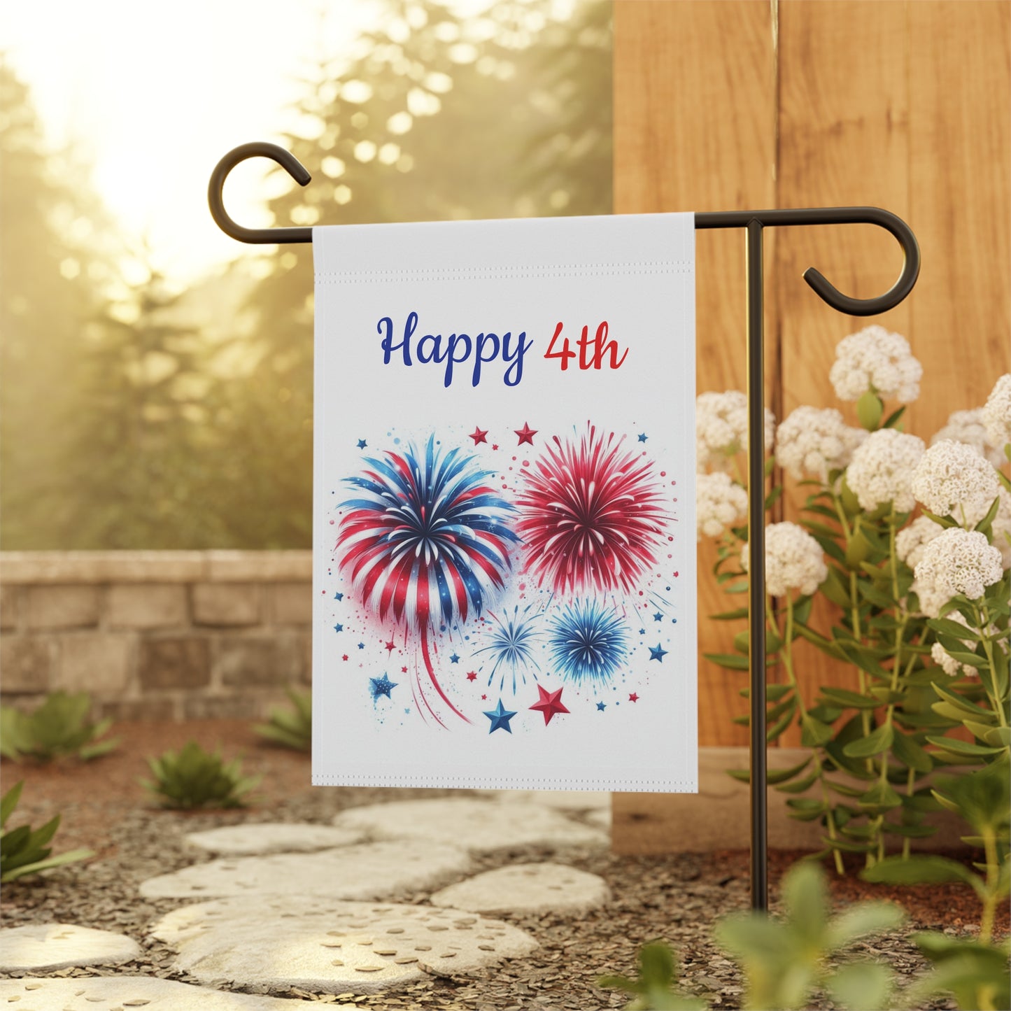 Fireworks and Stars Garden Flag