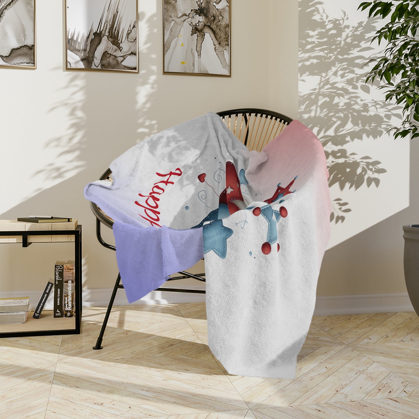 Happy 4th of July Heart Throw Blanket for Patriotic Decor