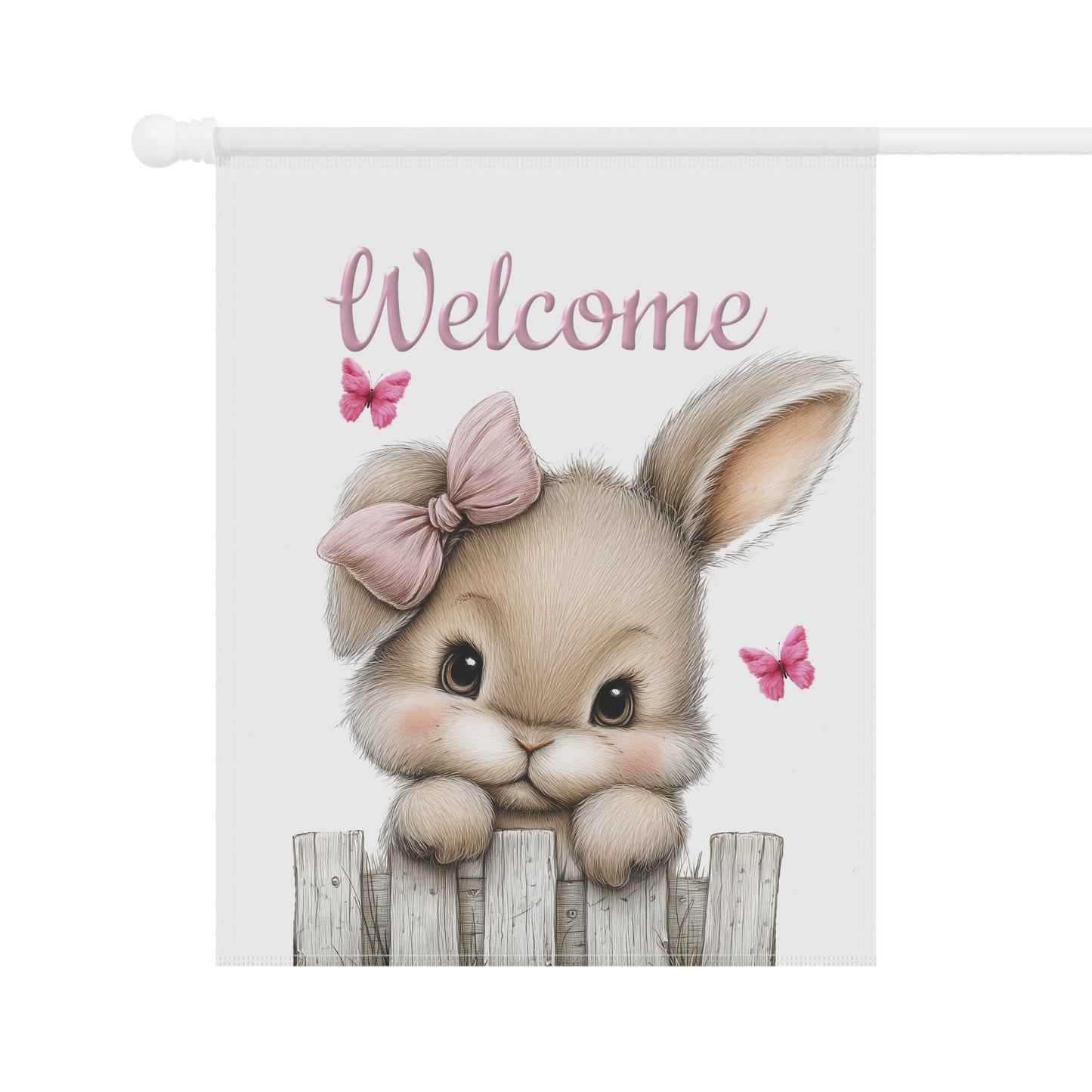 Cute Bunny Welcome Garden Flag