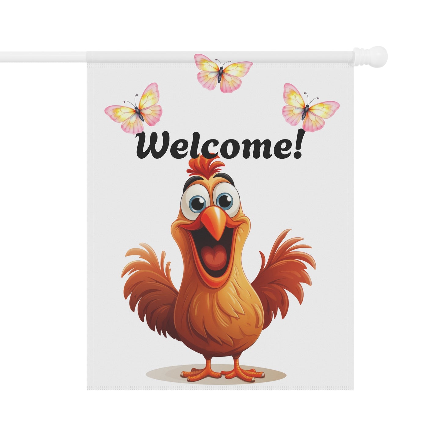 Funny Welcome Garden Flag Cartoon Chicken