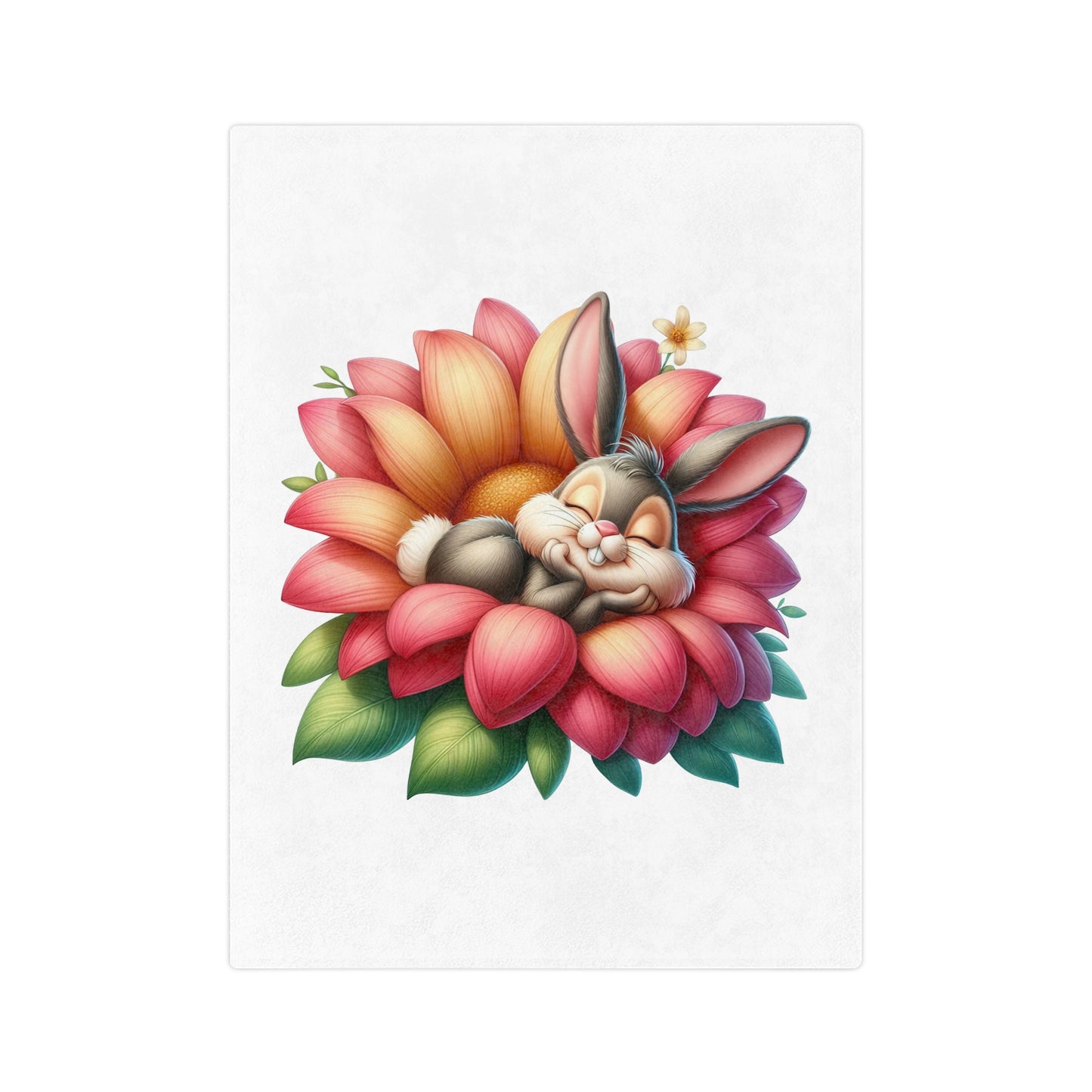 Sweet Dreams Bunny in Flower Velveteen Blanket