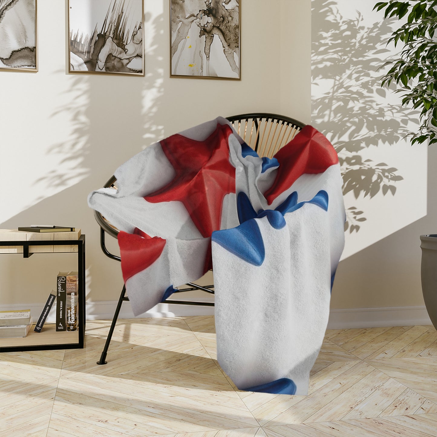 Red and Blue Stars Velveteen Plush Blanket
