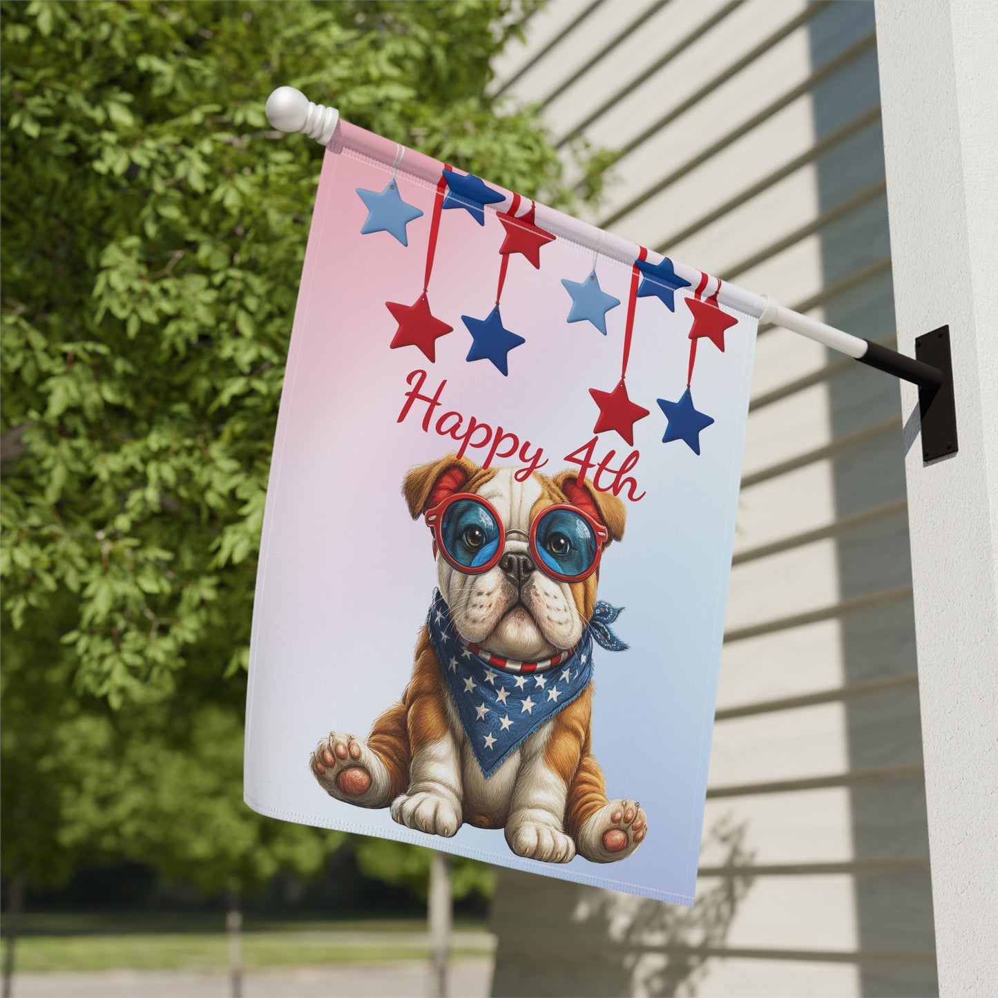 Cool Patriotic Bulldog Garden Flag