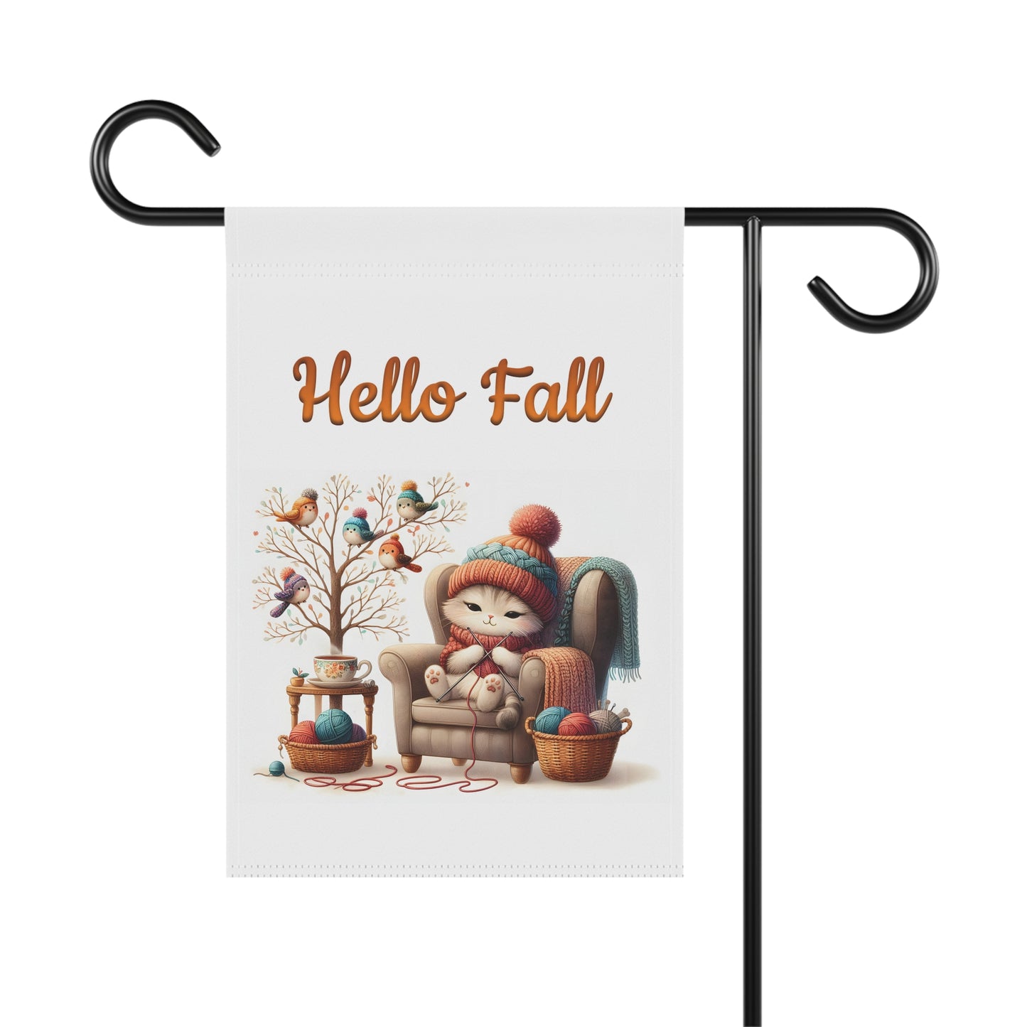 "Hello Fall" Cozy Cat Garden Flag