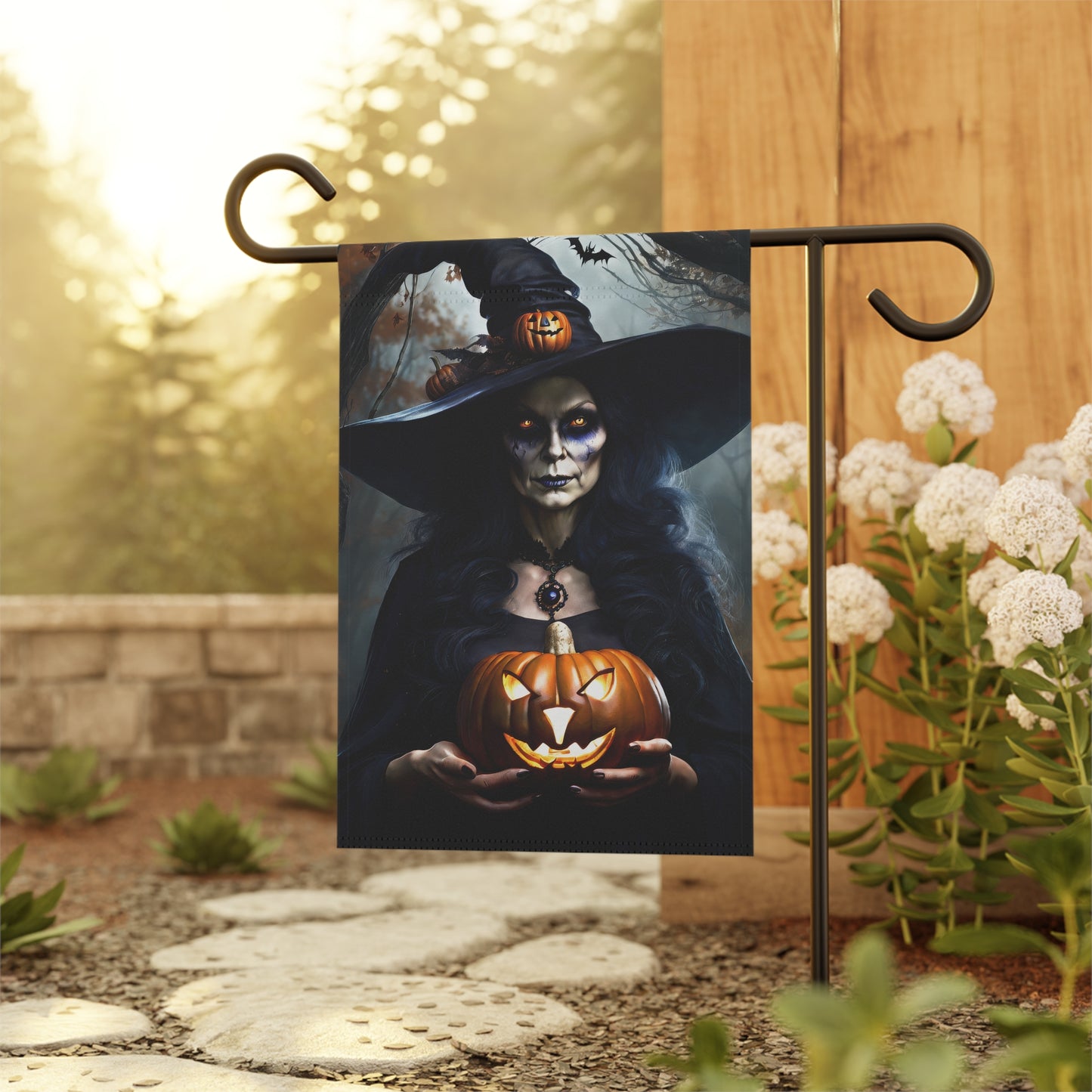 Gothic Witch Halloween Garden Flag